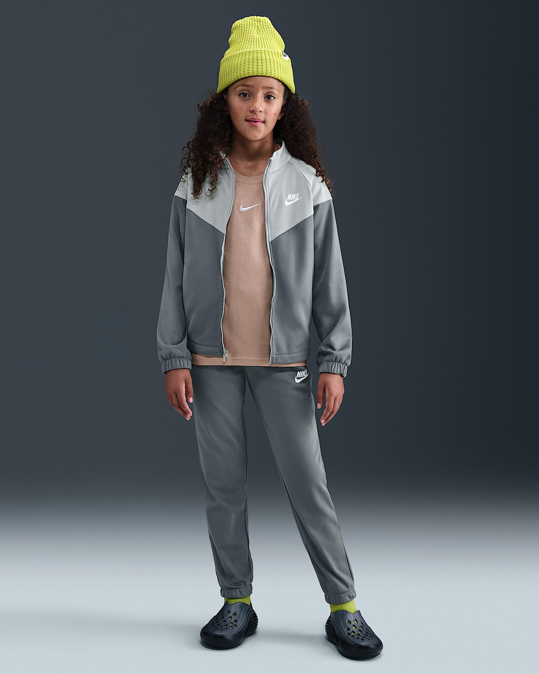 Nike Sportswear Big Kids' Dri-FIT Tracksuit - Smoke Grey/Light Smoke Grey/White