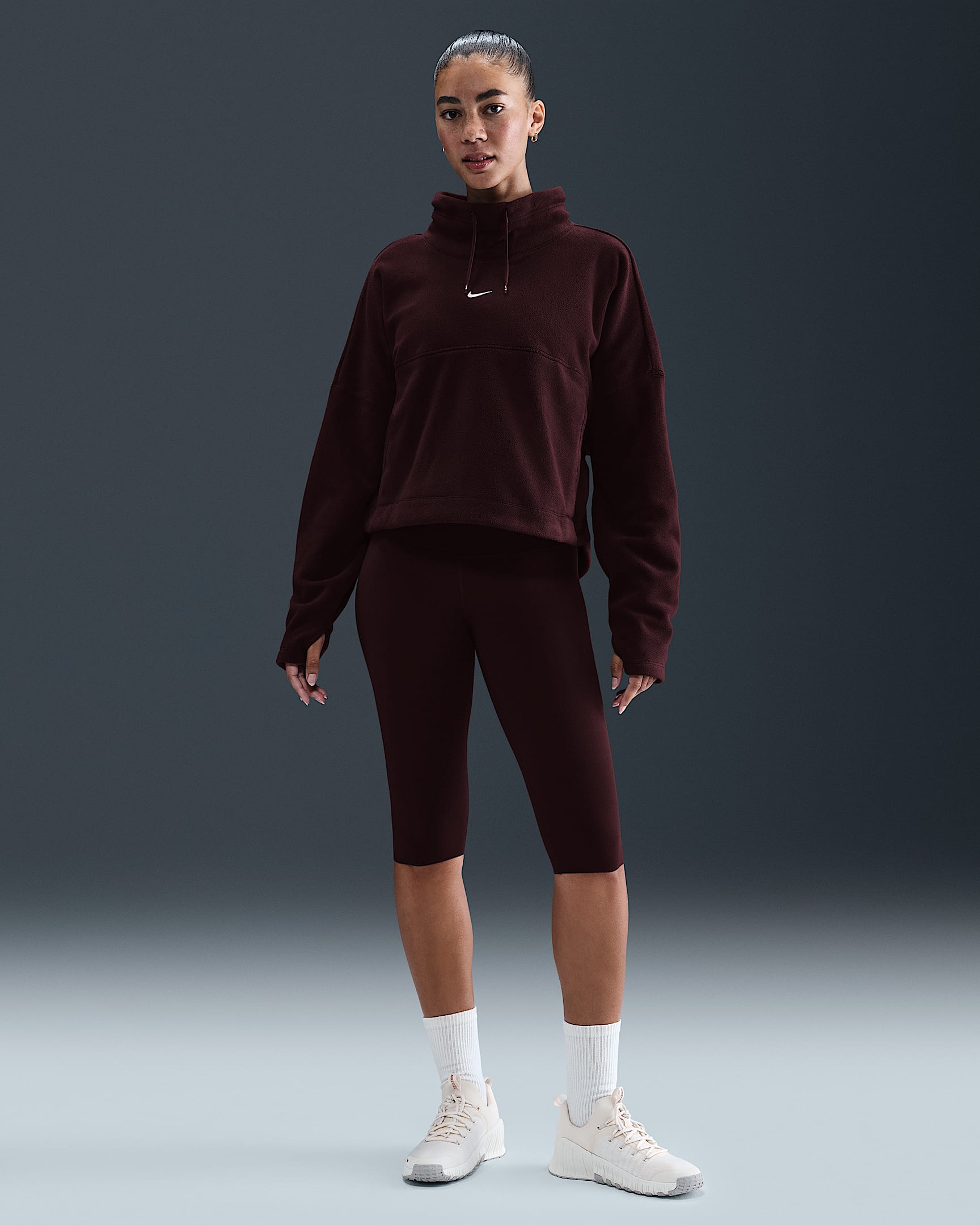 Nike Zenvy Women's High-Waisted Capri Leggings - Burgundy Crush/Black