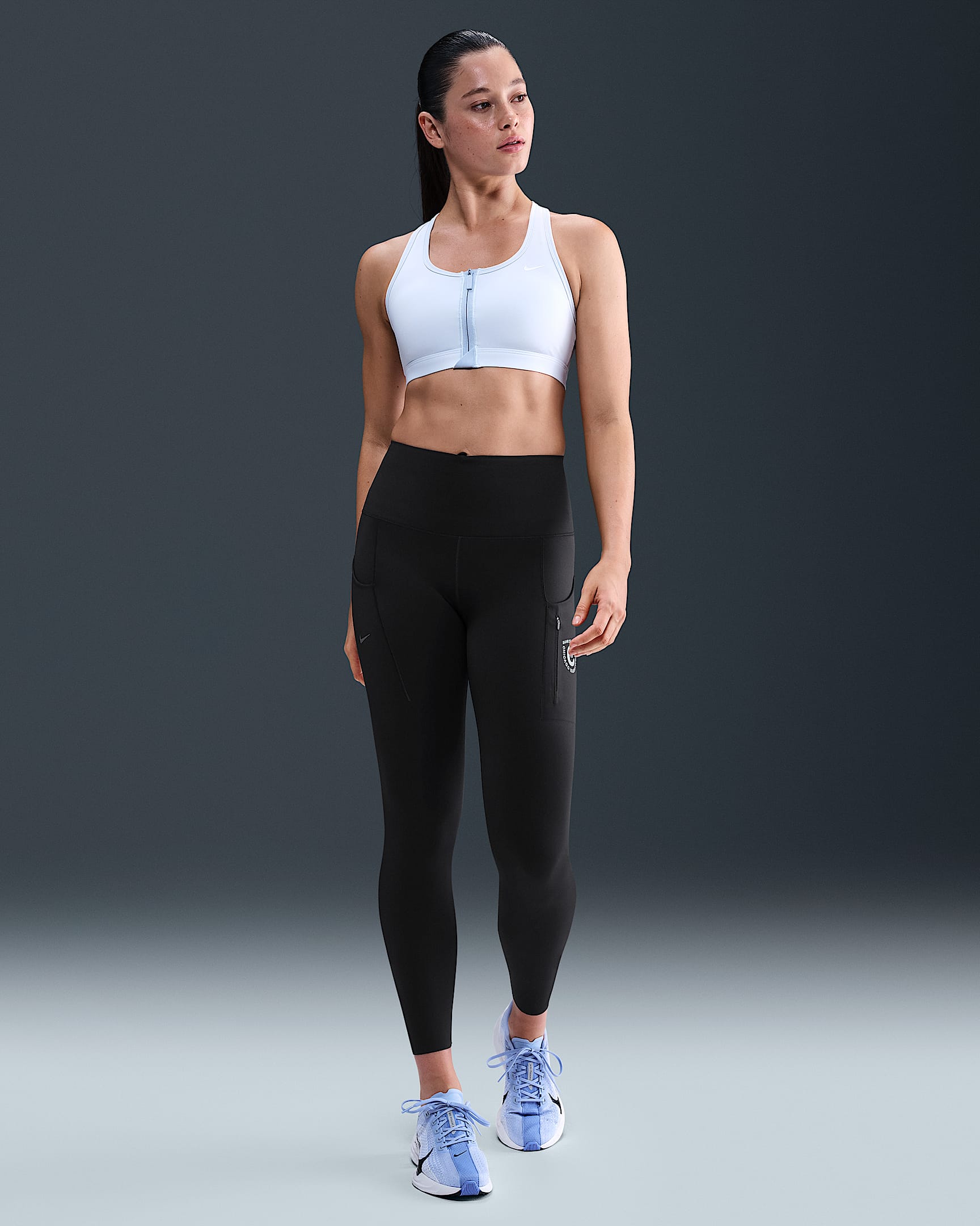 Nike Go Women's High-Waisted 7/8 Leggings with Pockets - Black/White