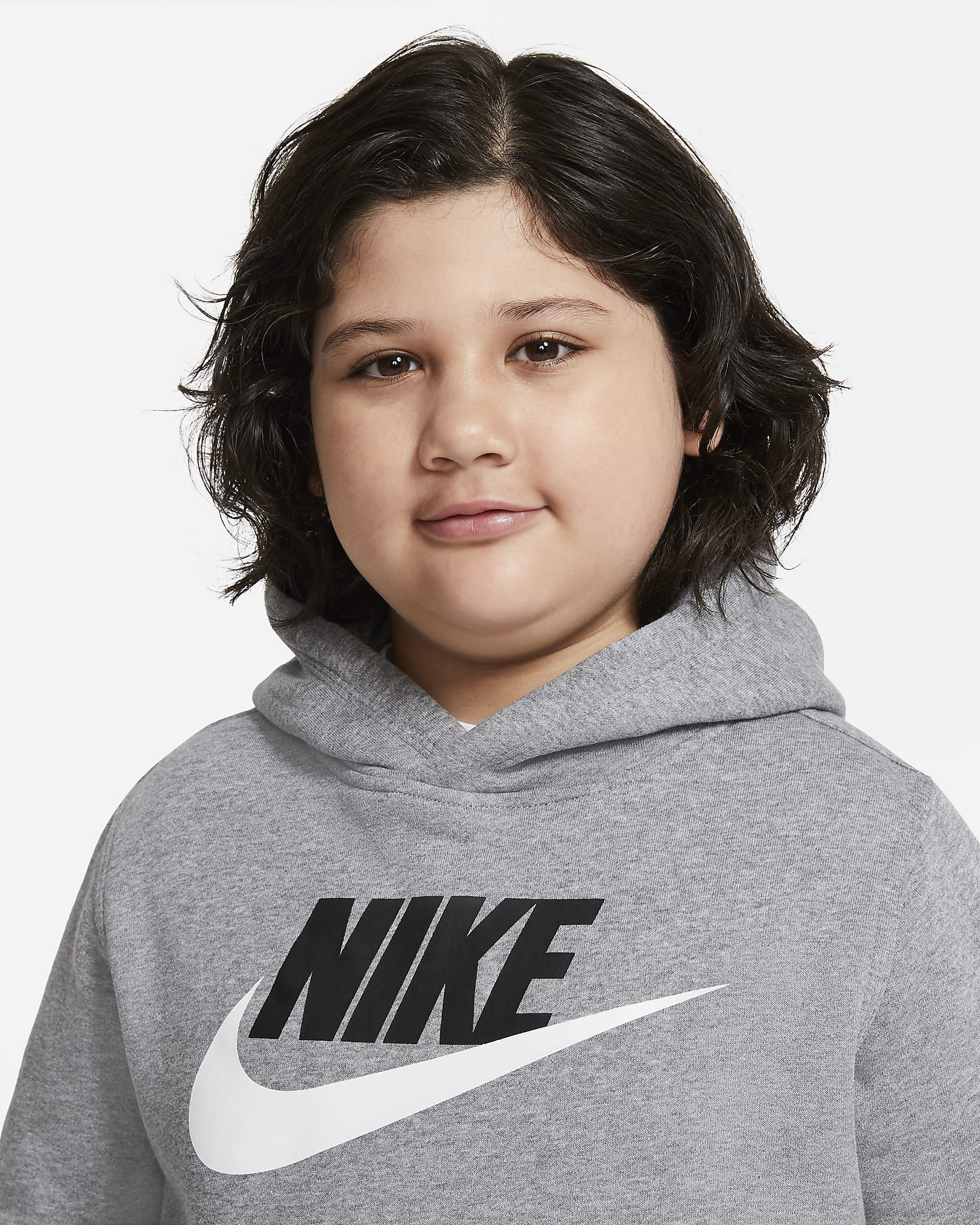 Nike Sportswear Club Fleece Big Kids' (Boys') Pullover Hoodie (Extended Size) - Carbon Heather