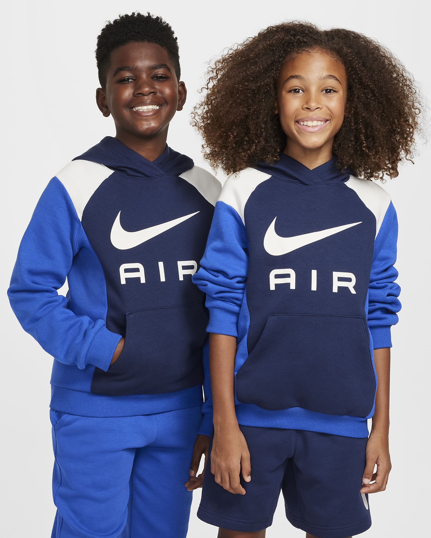 Nike Air-pullover-hættetrøje til større børn - Midnight Navy/Game Royal/Sail/Sail