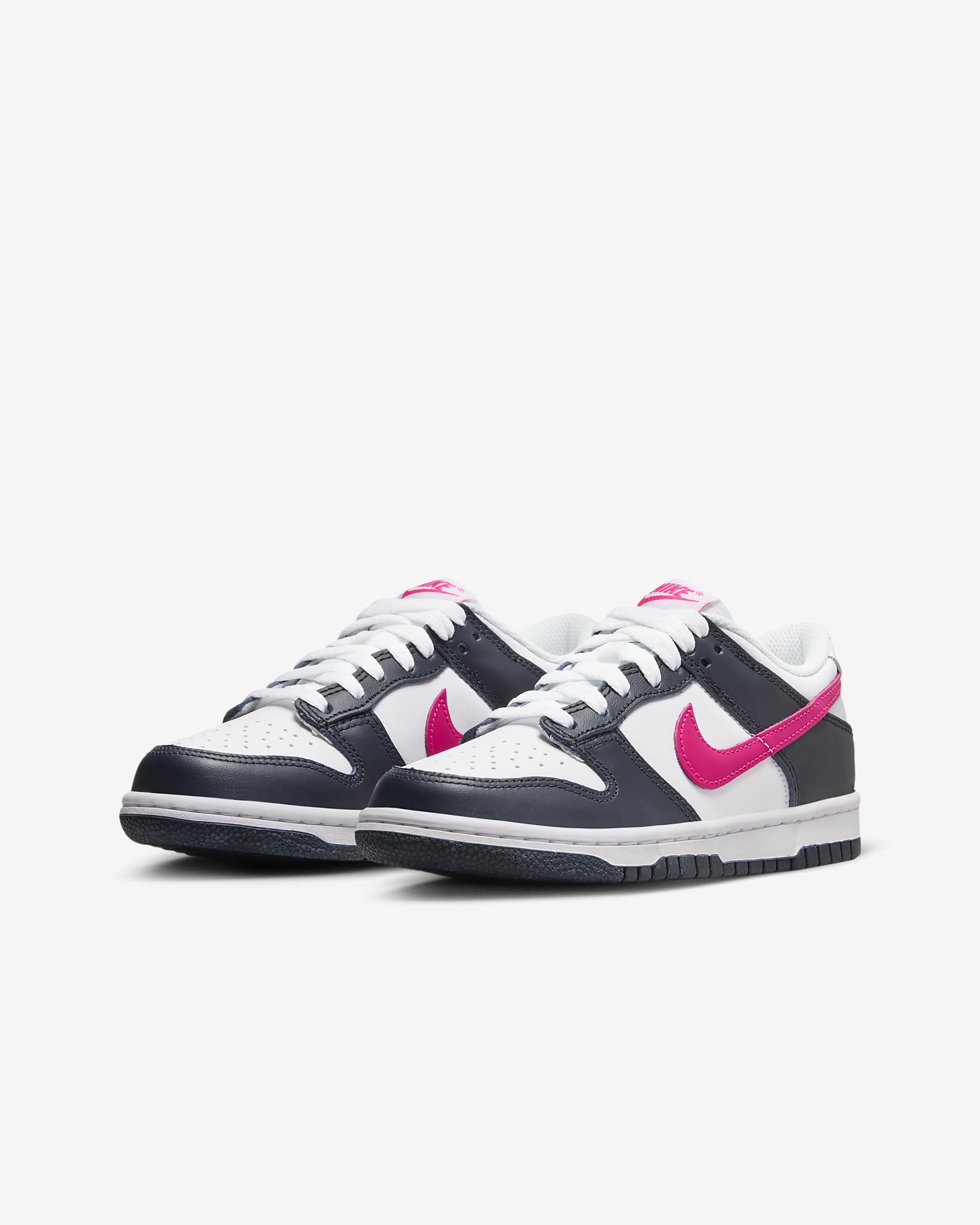 Nike Dunk Low Older Kids' Shoes - Dark Obsidian/White/Fierce Pink