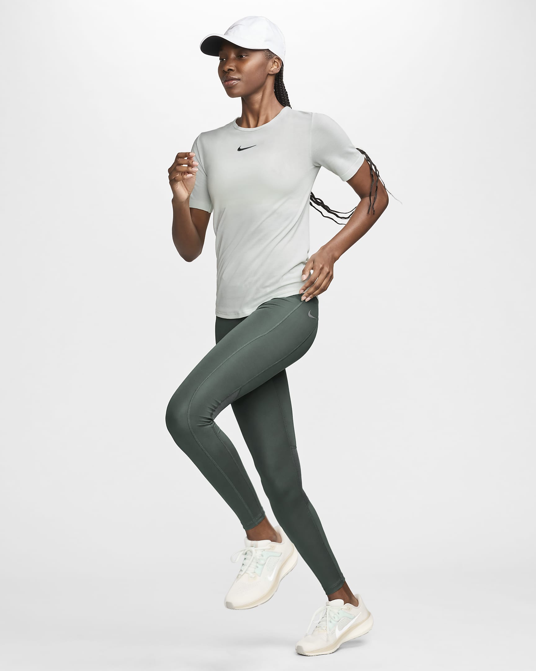 Nike Swift Yünlü Dri-FIT Kısa Kollu Kadın Koşu Üstü - Barely Green