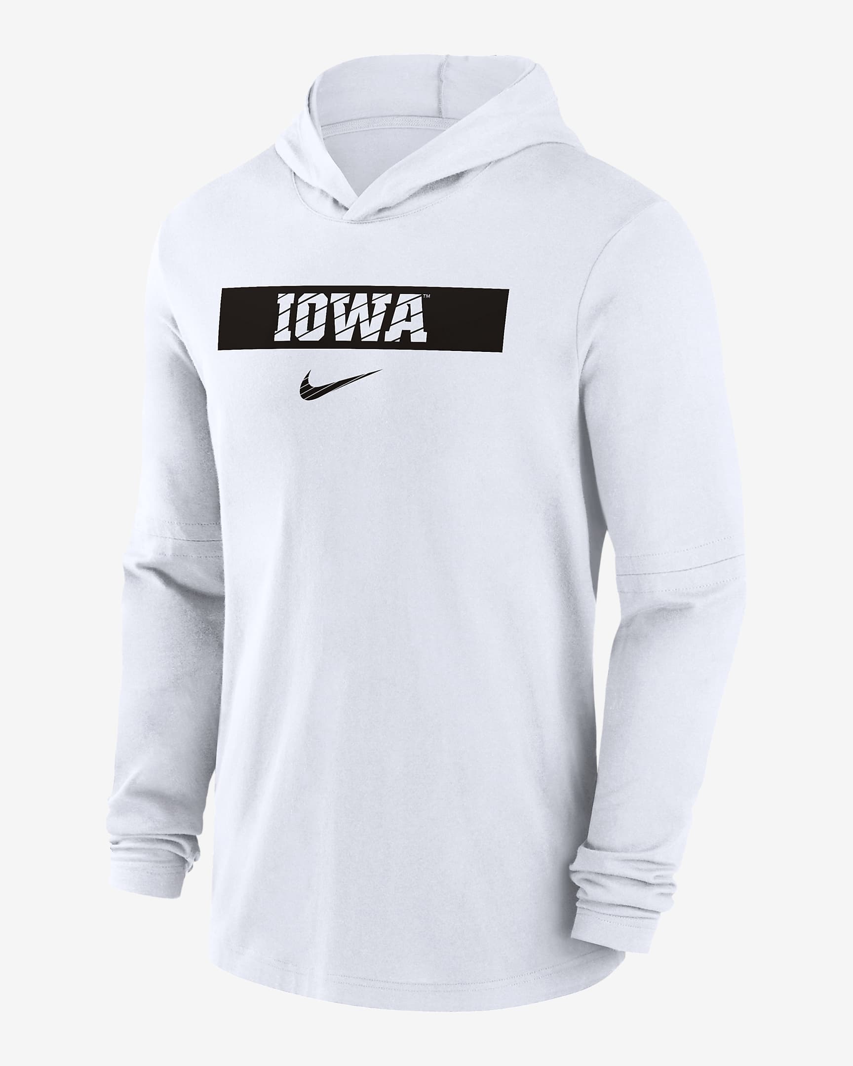 Iowa Hawkeyes Sideline Men's Nike Dri-FIT College Long-Sleeve Hooded Top - White