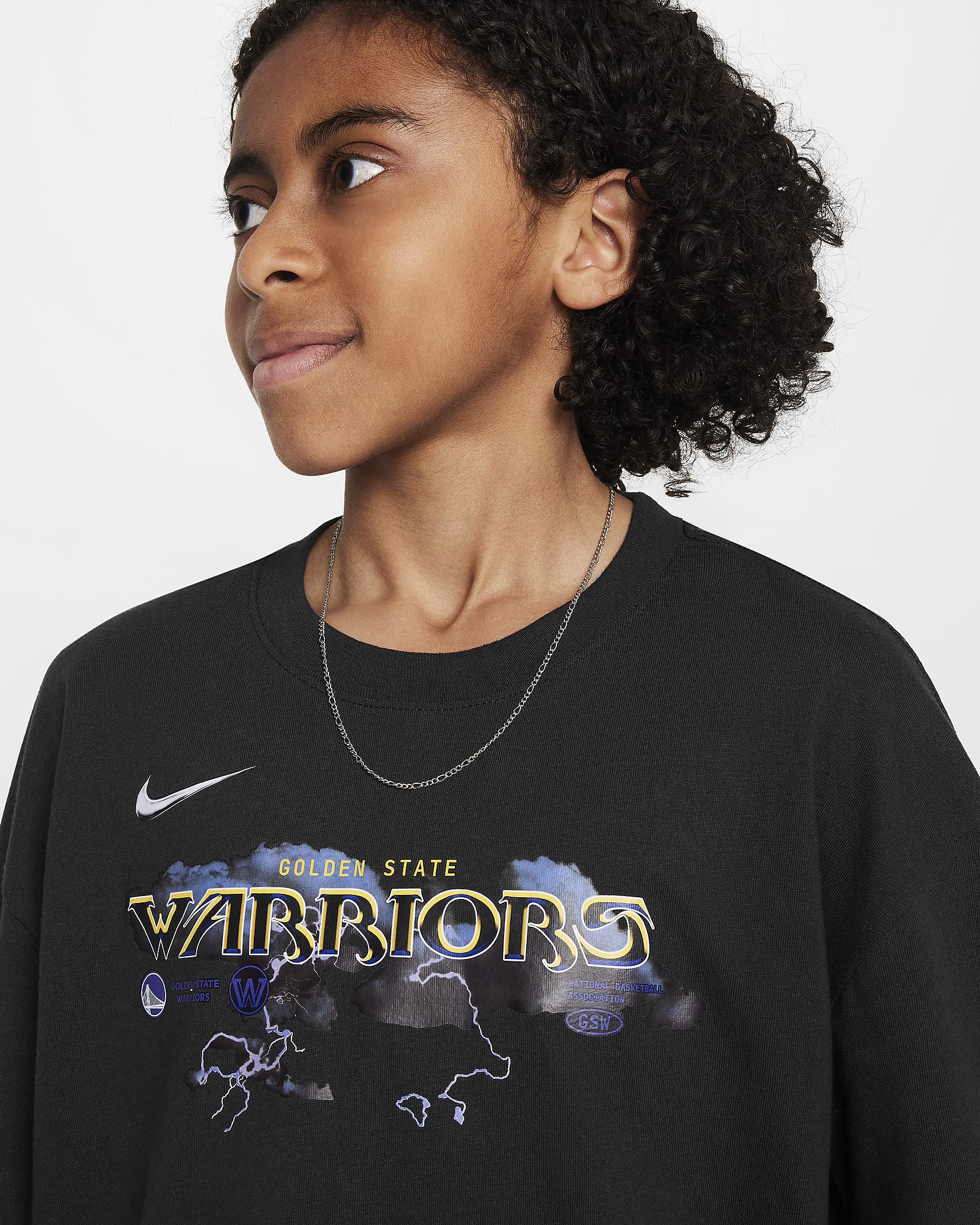 Golden State Warriors Essential Older Kids' (Boys') Nike NBA Max90 Long-Sleeve T-Shirt - Black