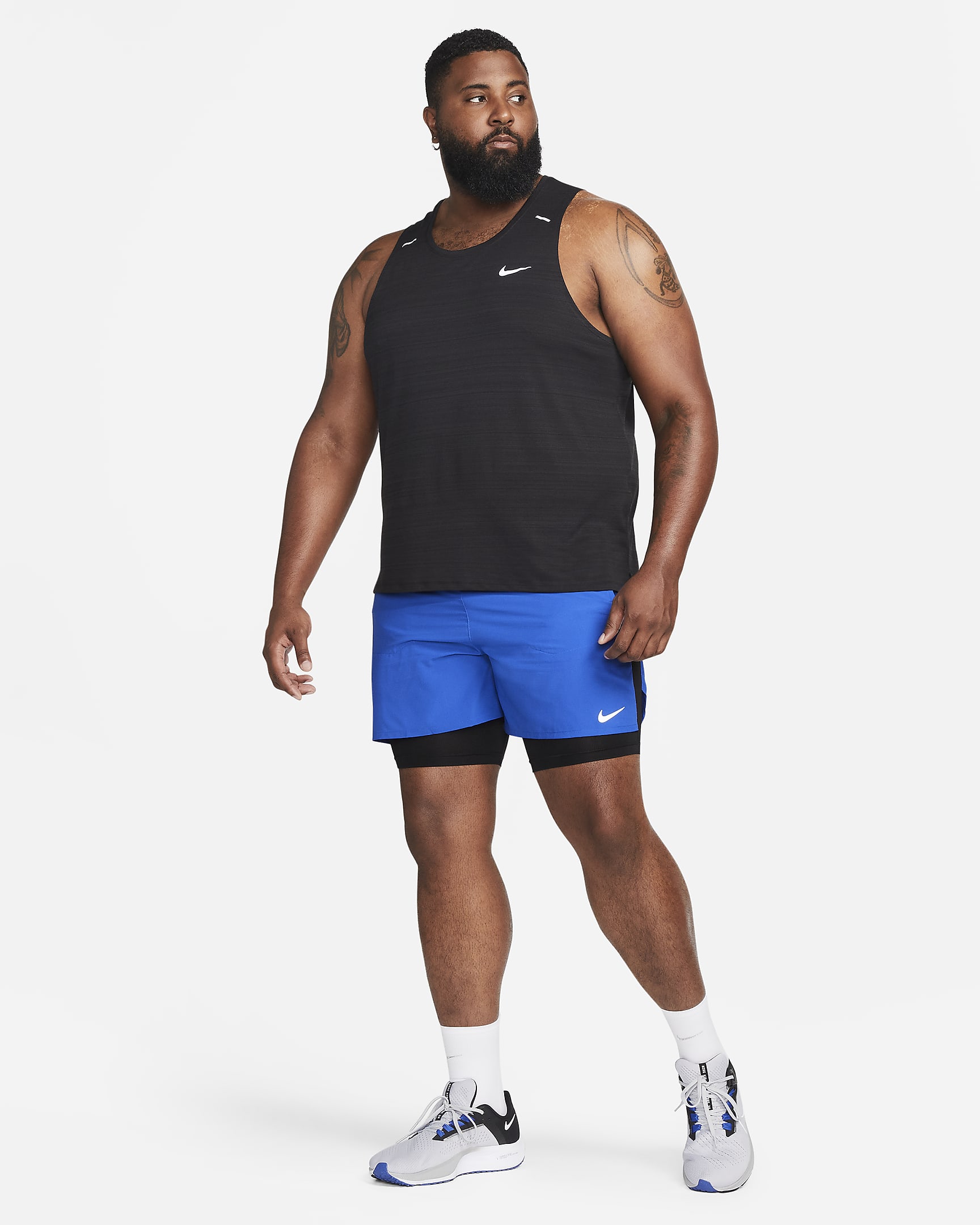 Short de running hybride Dri-FIT Nike Stride 13 cm pour homme - Game Royal/Noir/Noir