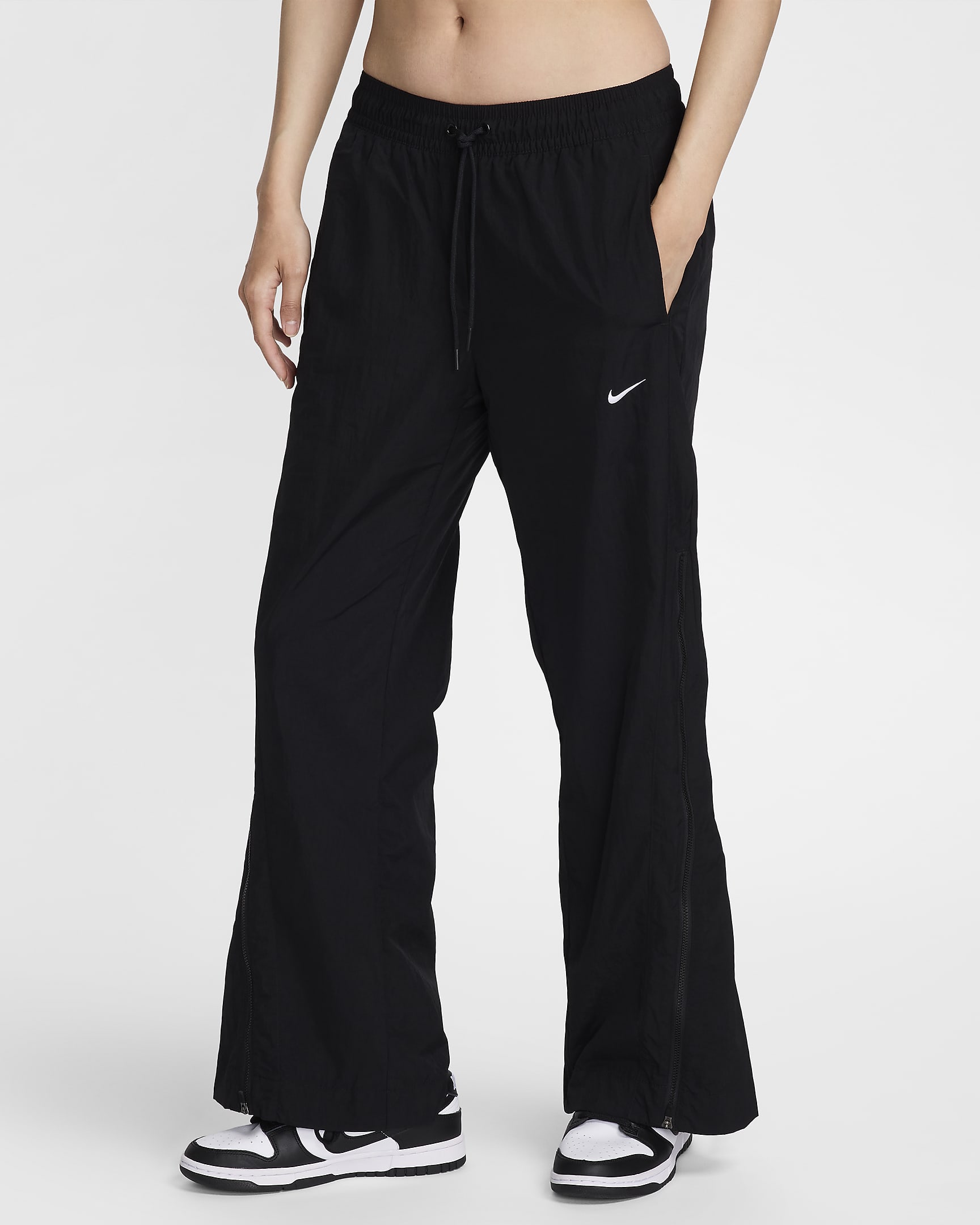 Nike Sportswear Collection Women's Mid-Rise Repel Zip Pants - Black/White