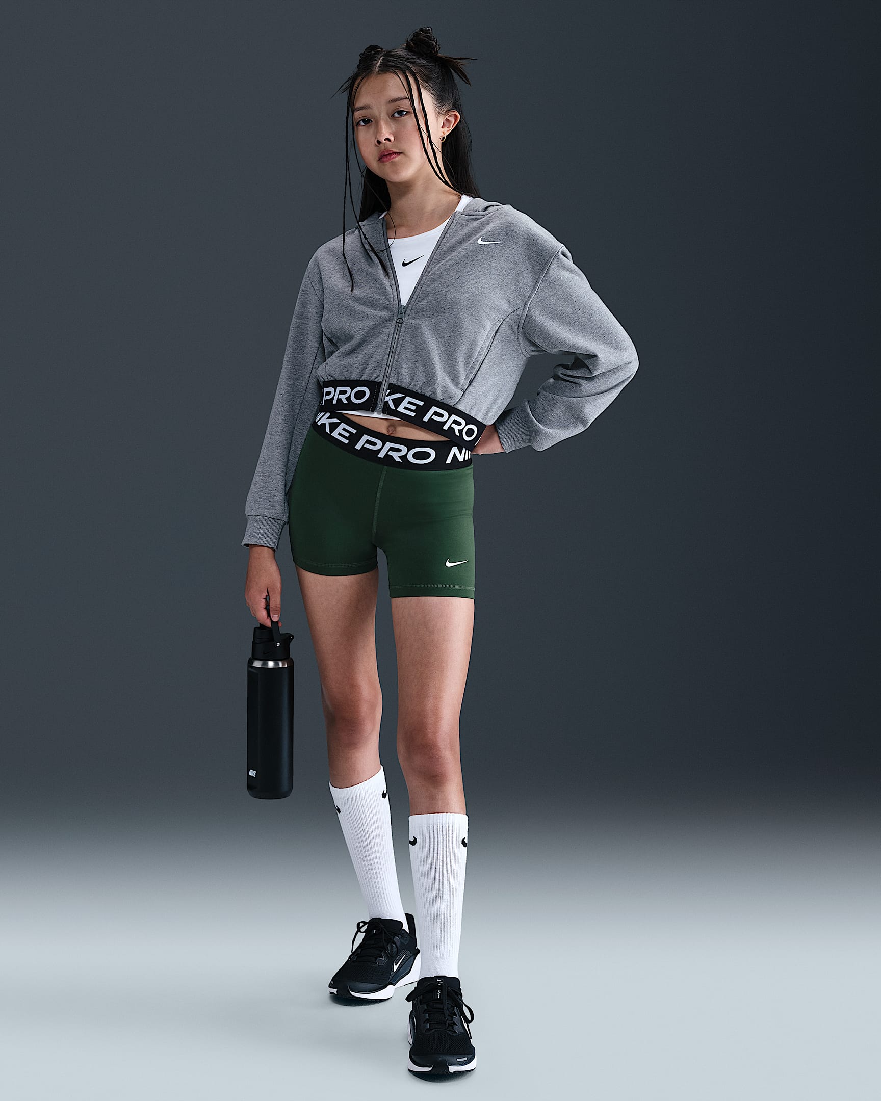 Nike Pro Girls' Shorts - Fir/White