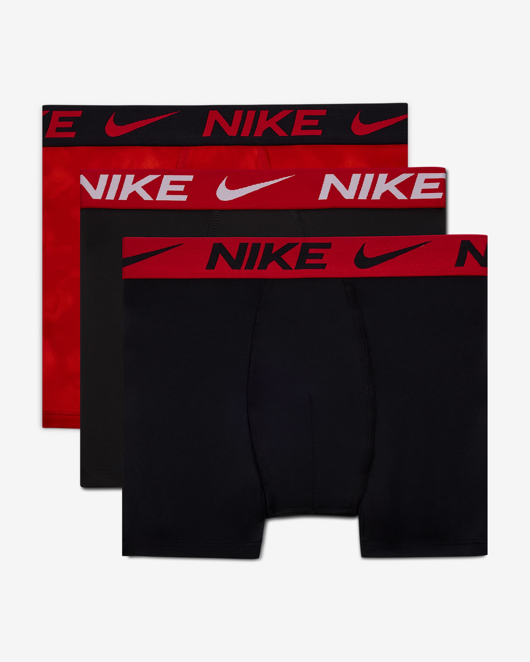 Ropa interior estampada para niños talla grande (paquete de 3) Nike Dri-FIT Essentials - Rojo universitario/Antracita