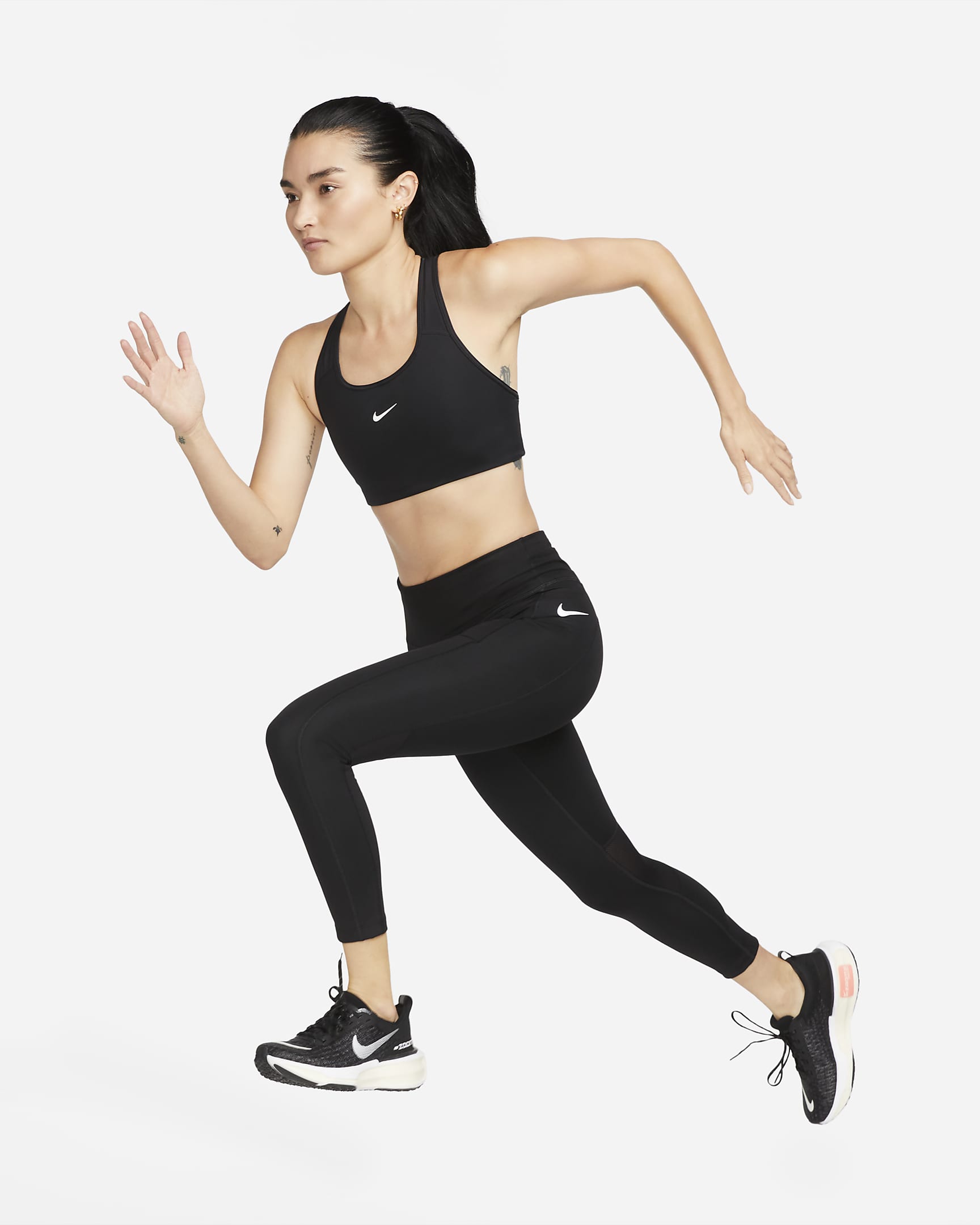 Nike Fast 女款中腰口袋跑步九分內搭褲 - 黑色