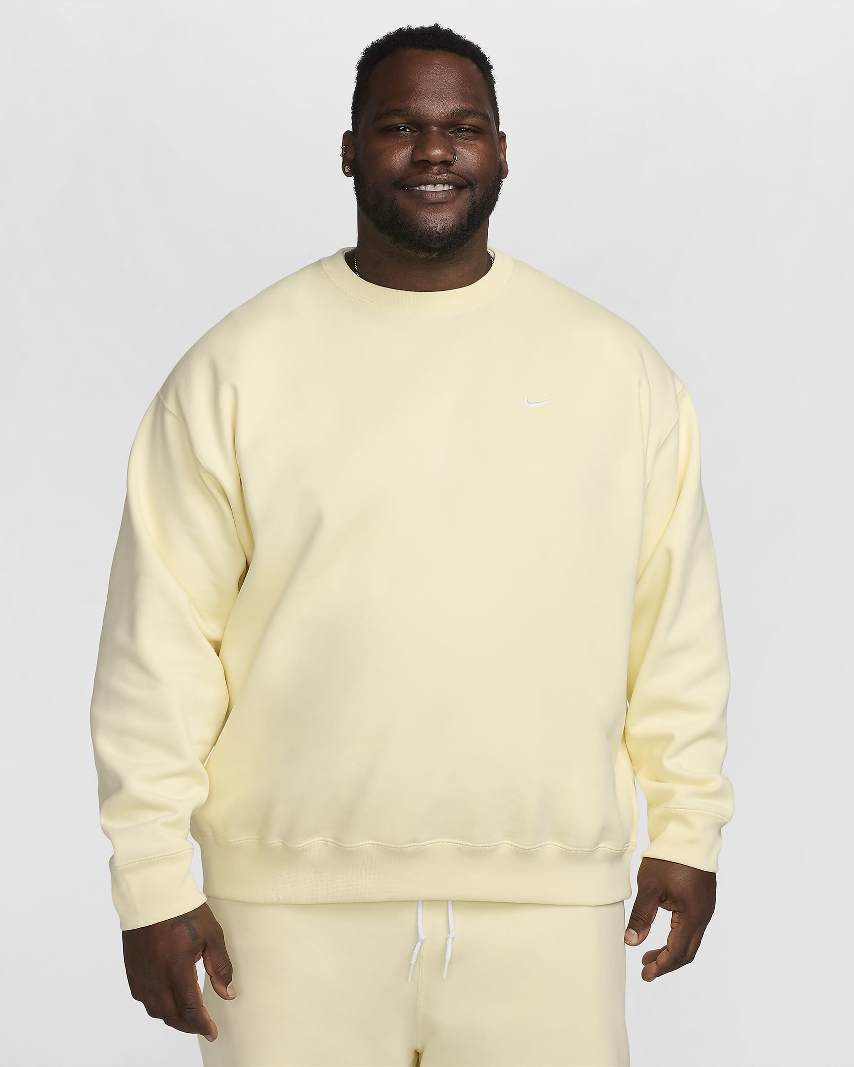 Nike Solo Swoosh Men's Fleece Crew - Alabaster/White