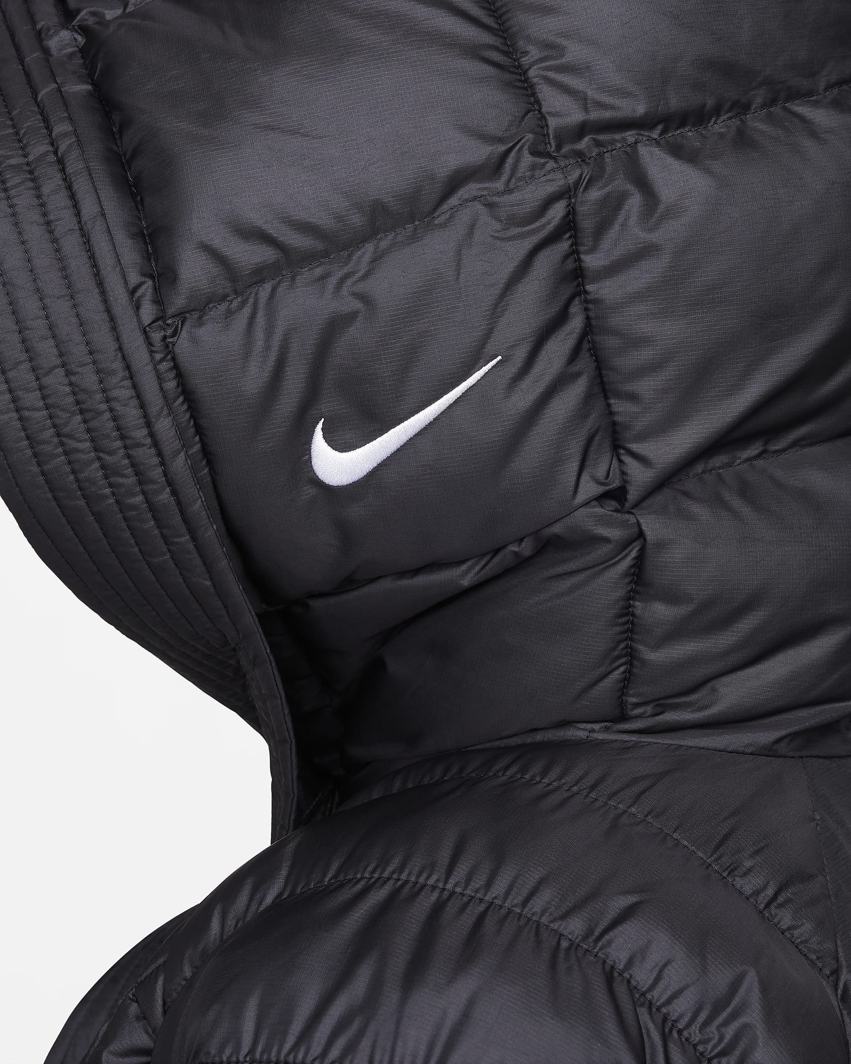 Nike Sportswear Swoosh Puffer PrimaLoft® Therma-FIT oversized damesjack met capuchon - Zwart/Wit