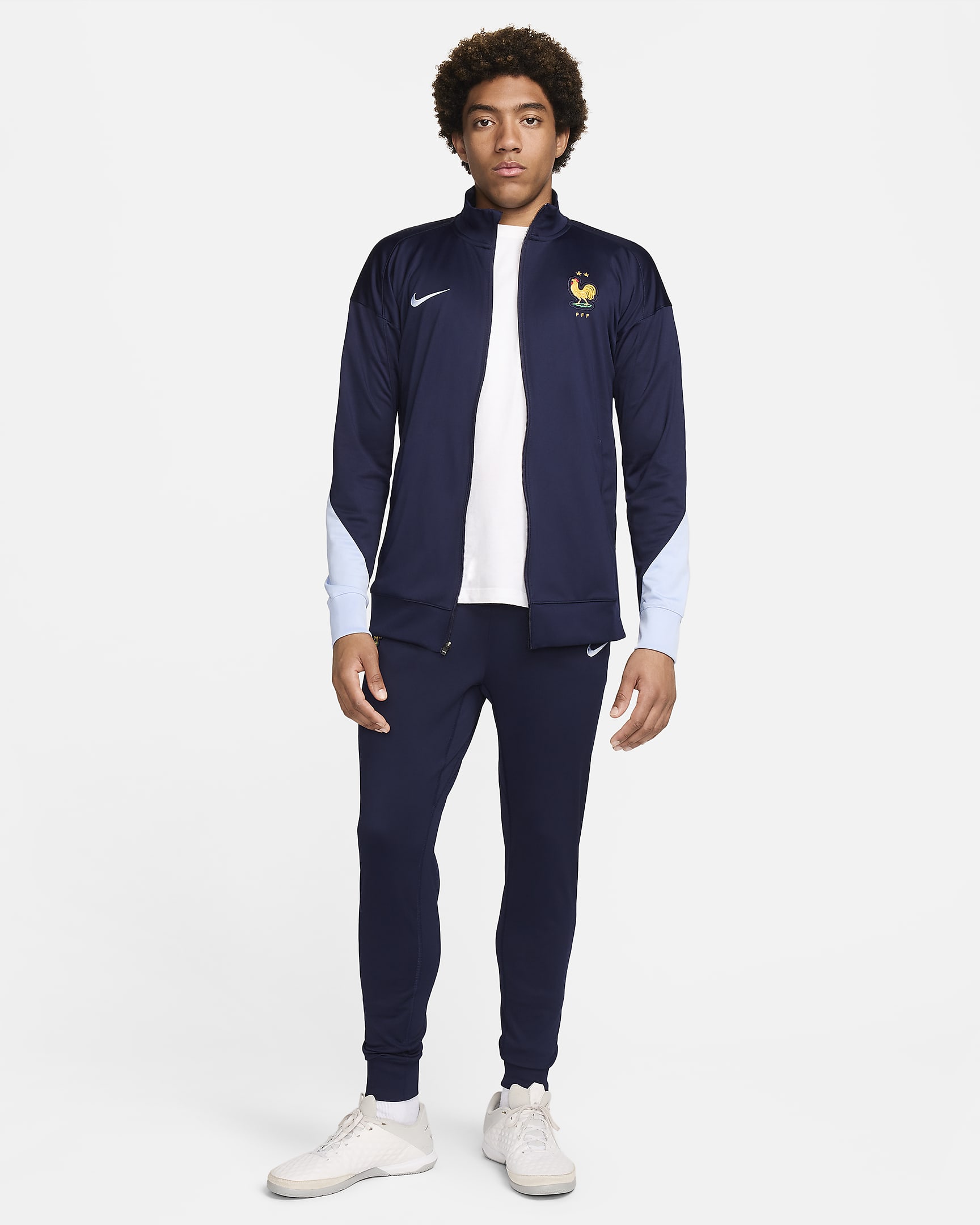 FFF Strike Nike Dri-FIT strikket fotballtracksuit til herre - Blackened Blue/Cobalt Bliss/Cobalt Bliss