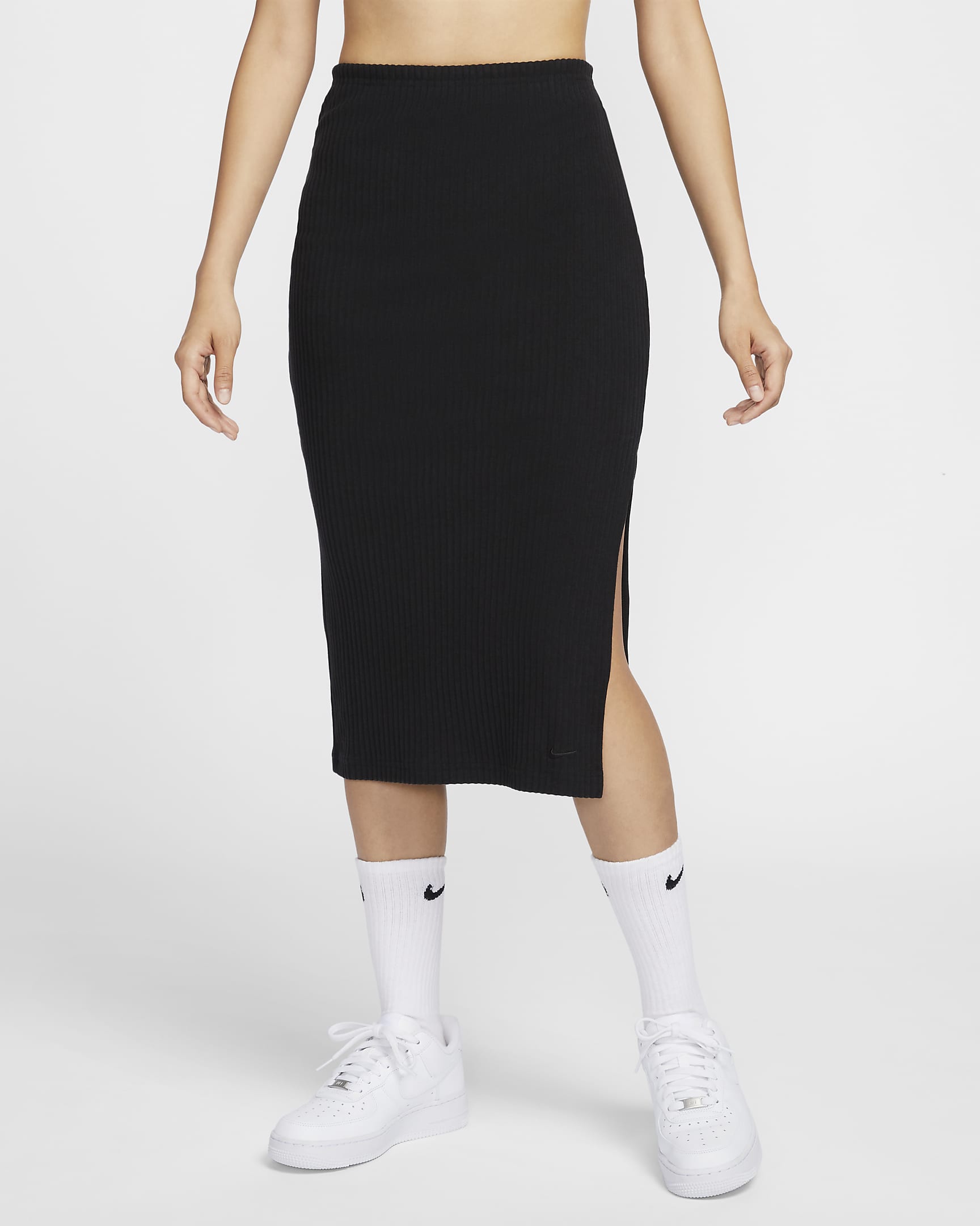 Nike Sportswear Chill Rib Women's Slim Midi Skirt - Black/Black