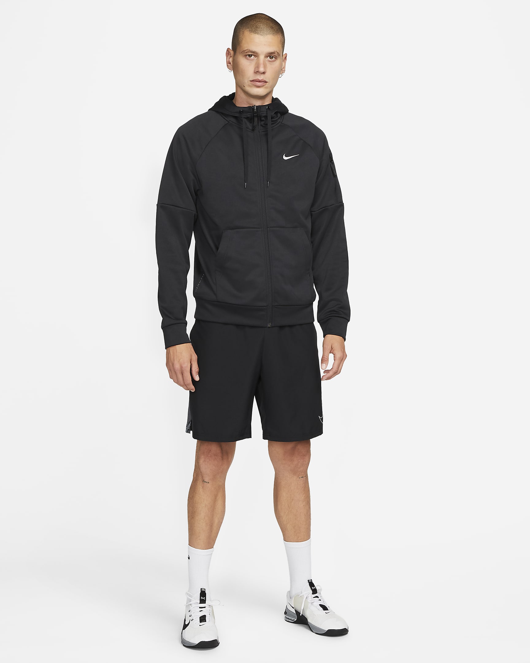 Haut de fitness à zip Therma-FIT Nike Therma pour homme - Noir/Noir/Blanc