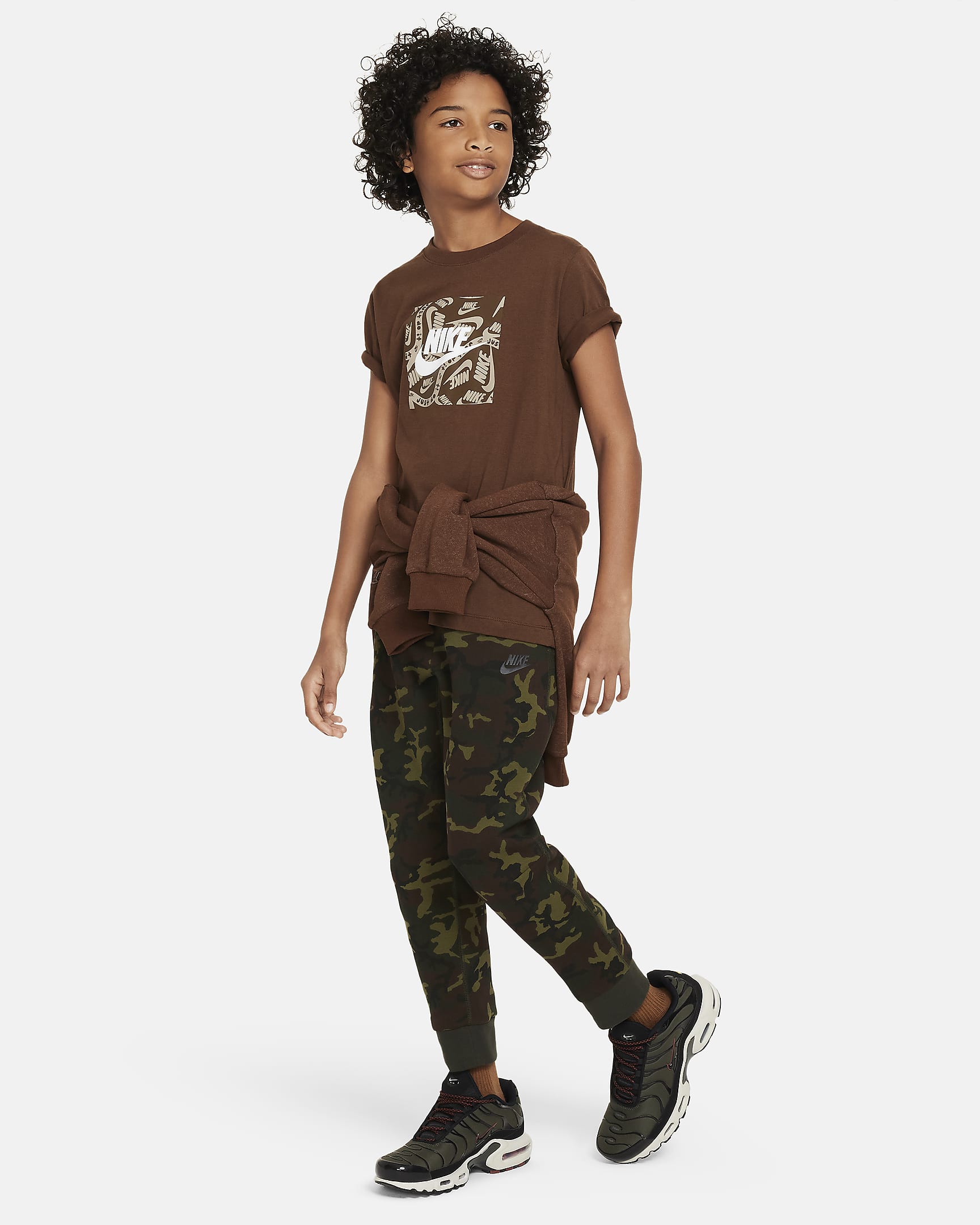 Nike Sportswear Tech Fleece Big Kids' (Boys') Camo Joggers - Black/Sequoia/Black