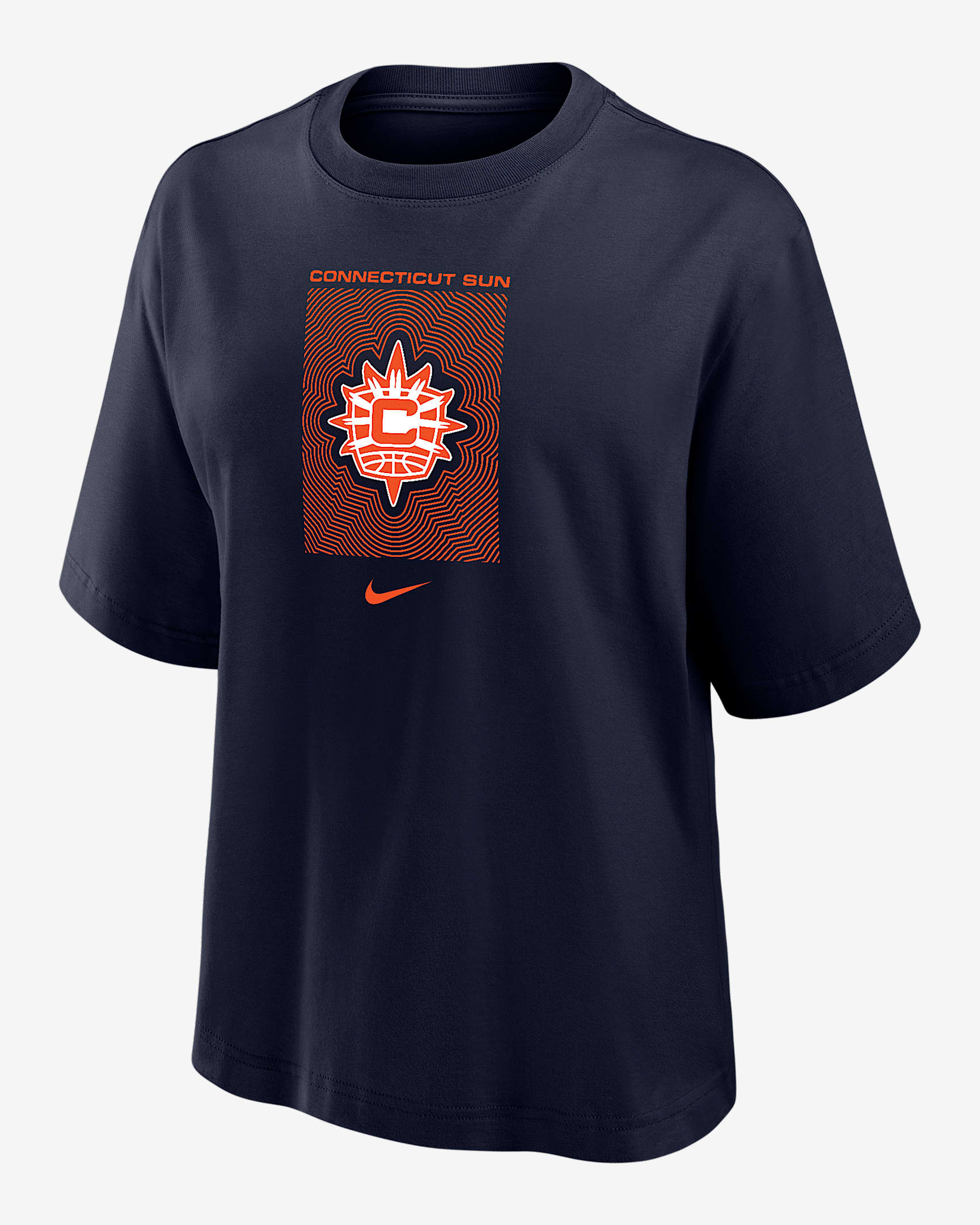 Playera Nike de la WNBA de corte cuadrado para mujer Connecticut Sun - Azul marino