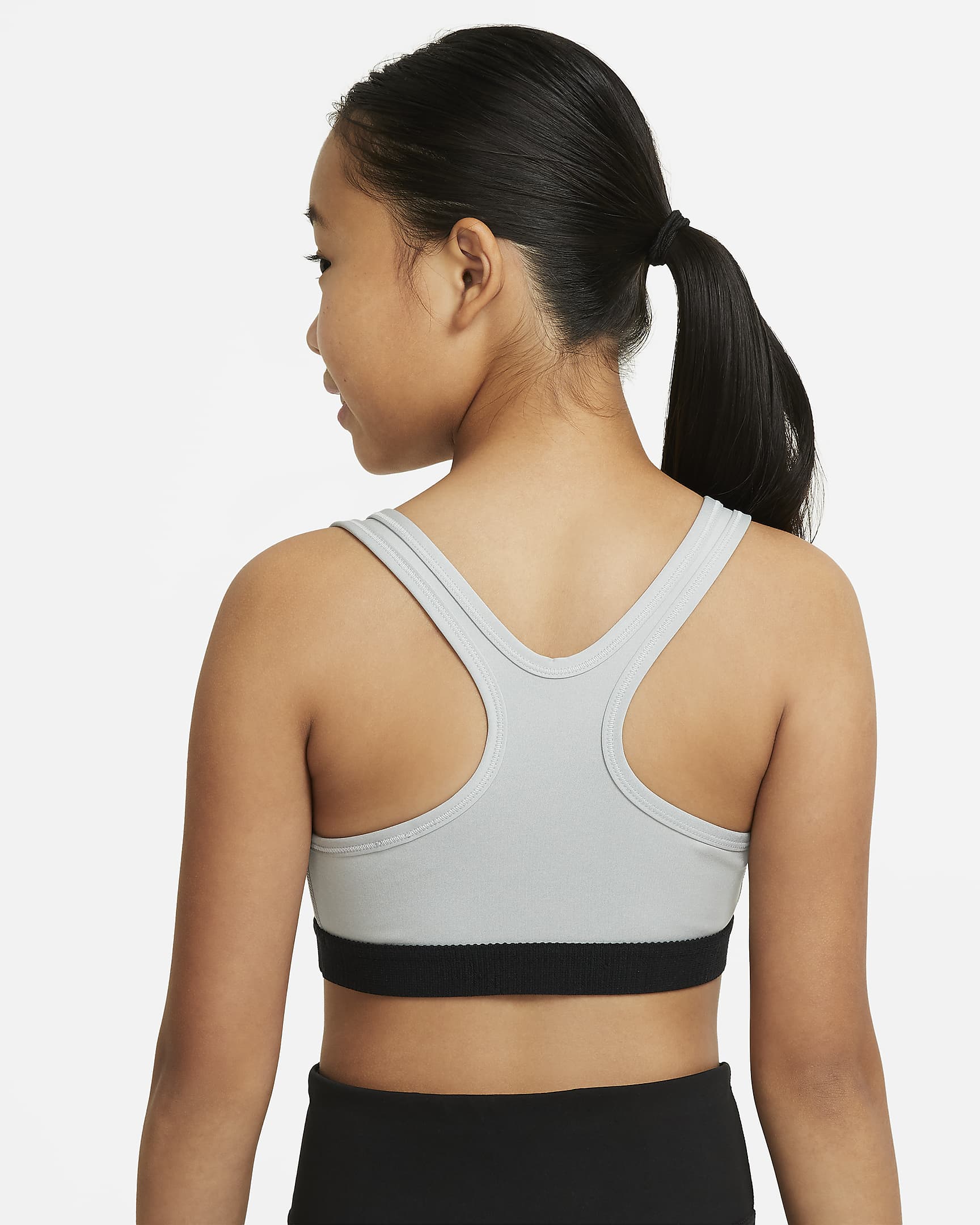 Nike Swoosh Big Kids' (Girls') Sports Bra - Carbon Heather/White