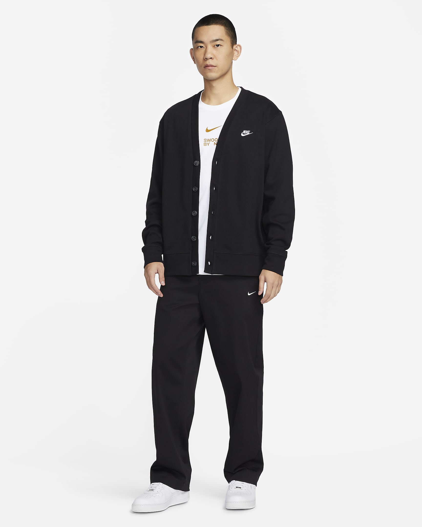 Nike Club Men's Knit Fairway Cardigan - Black/White