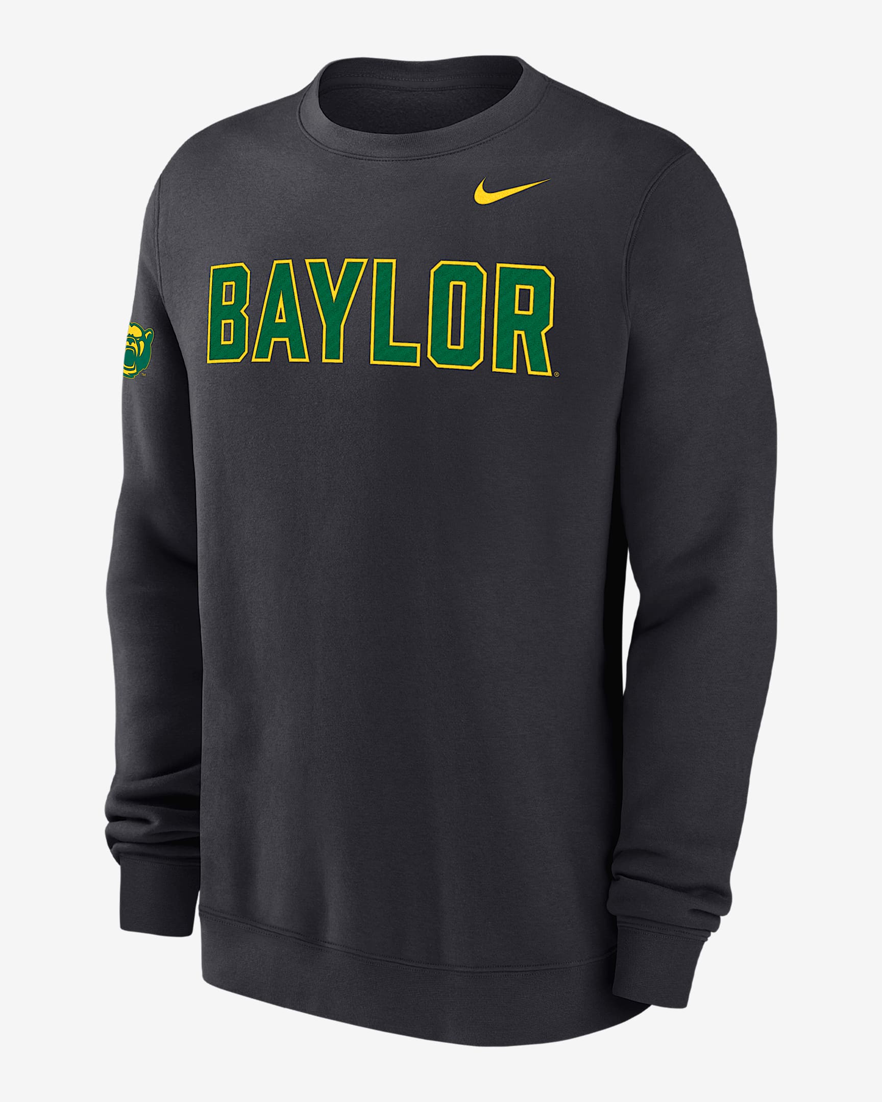 Baylor Club Fleece Men's Nike College Crew-Neck Sweatshirt - Anthracite