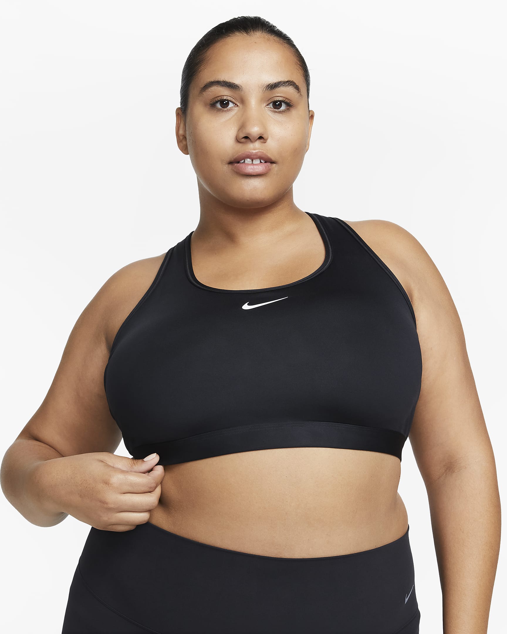 Brassière de sport rembourrée Nike Swoosh Medium Support pour femme (grande taille) - Noir/Blanc