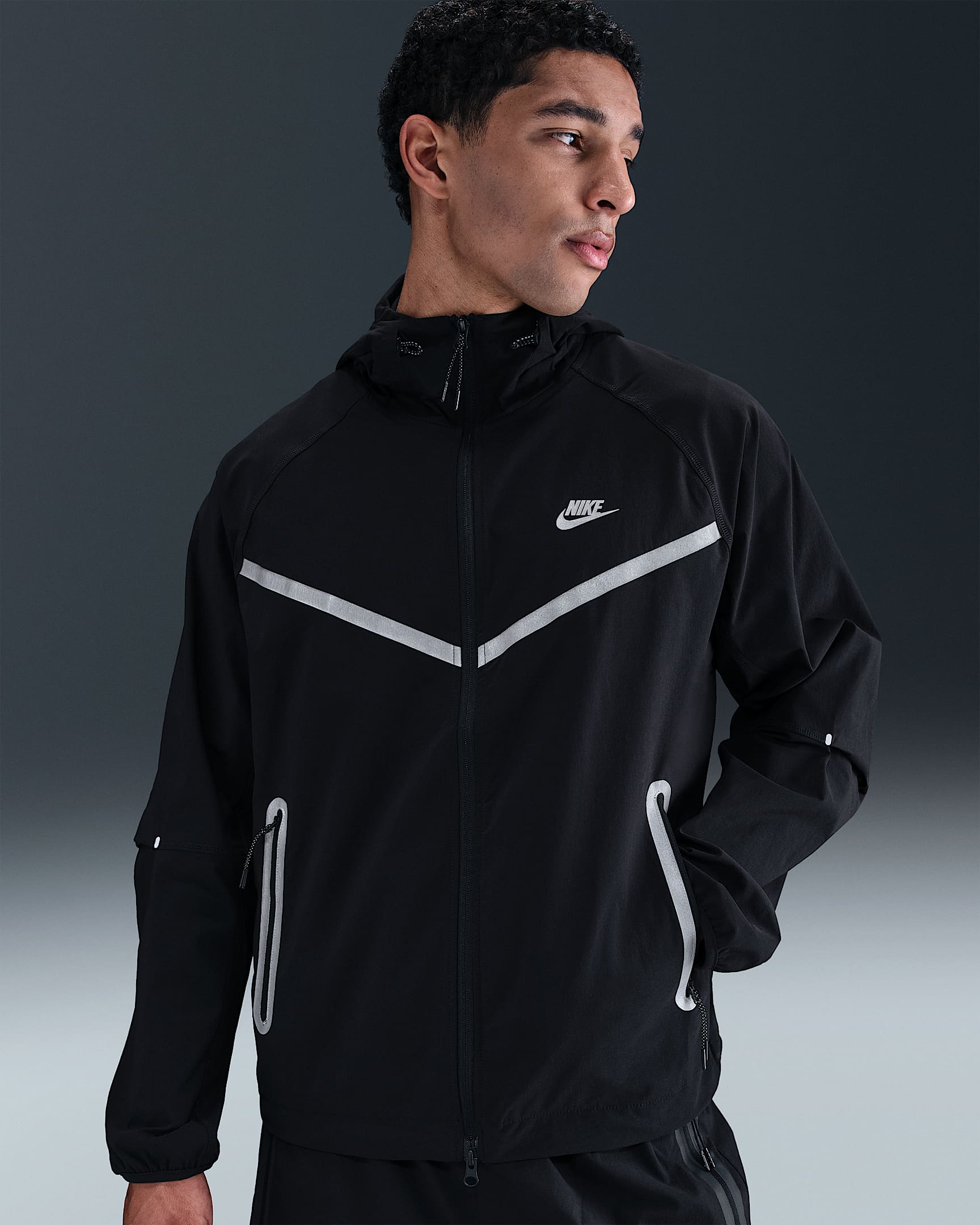 Nike Tech Men's Full-Zip Woven Windrunner Jacket - Black