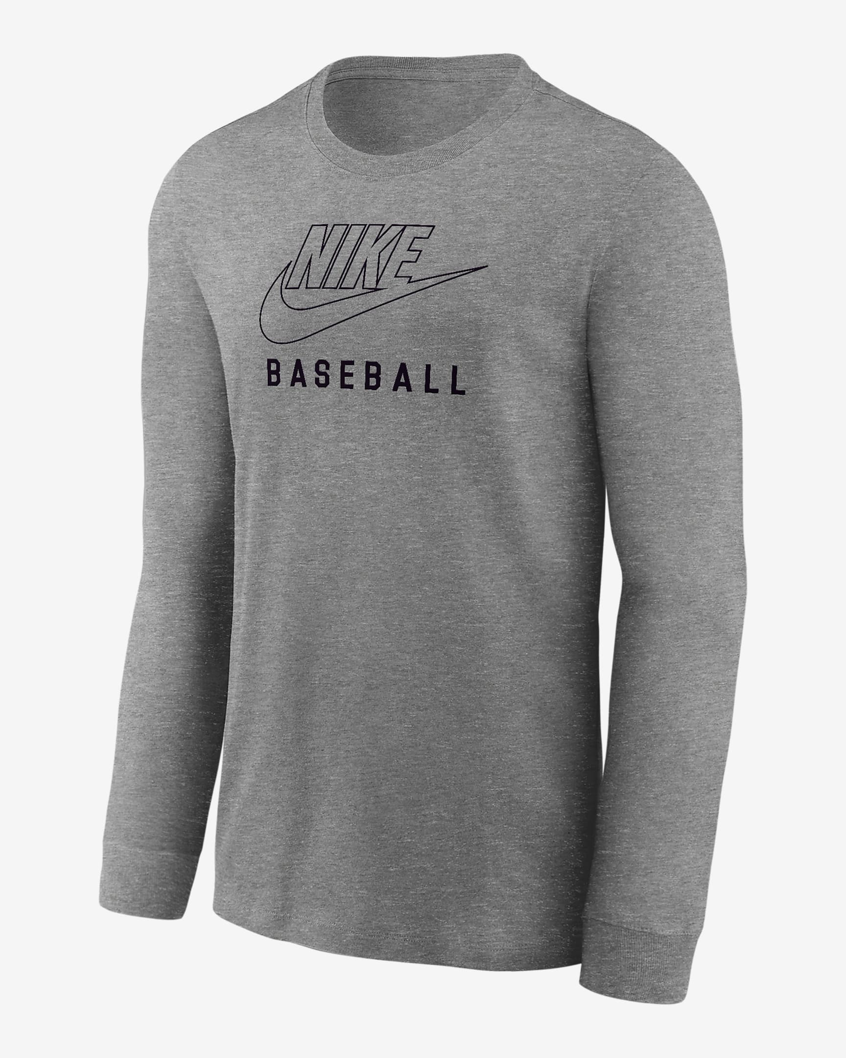 Nike Swoosh Big Kids' Baseball Long-Sleeve T-Shirt - Dark Grey Heather