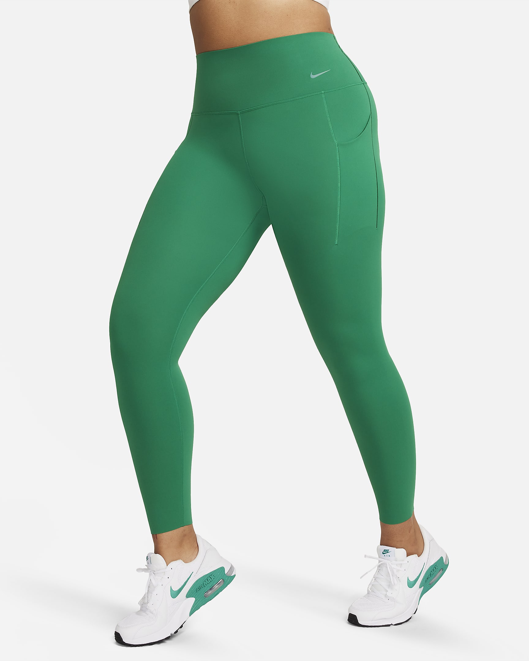 Leggings de 7/8 de tiro alto y sujeción media con bolsillos para mujer Nike Universa - Malaquita/Negro