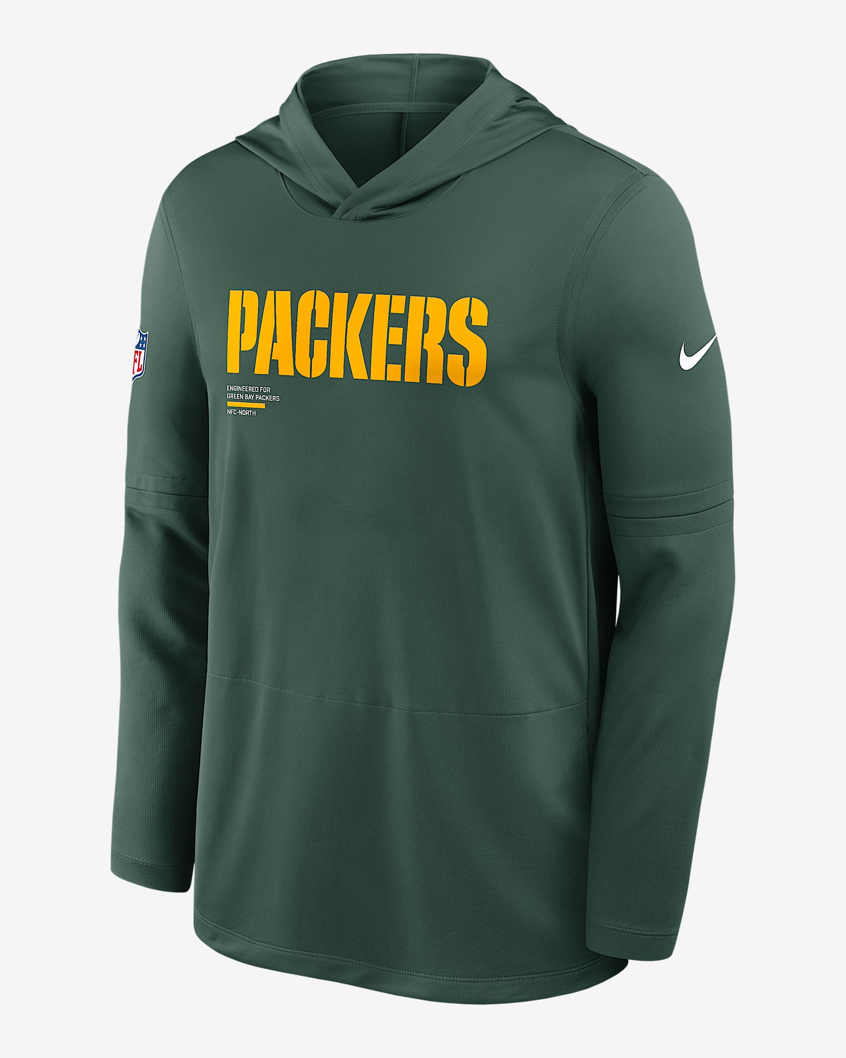 Green Bay Packers Pure Fury Sideline Men's Nike Dri-FIT NFL Long-Sleeve Hooded Top - Green