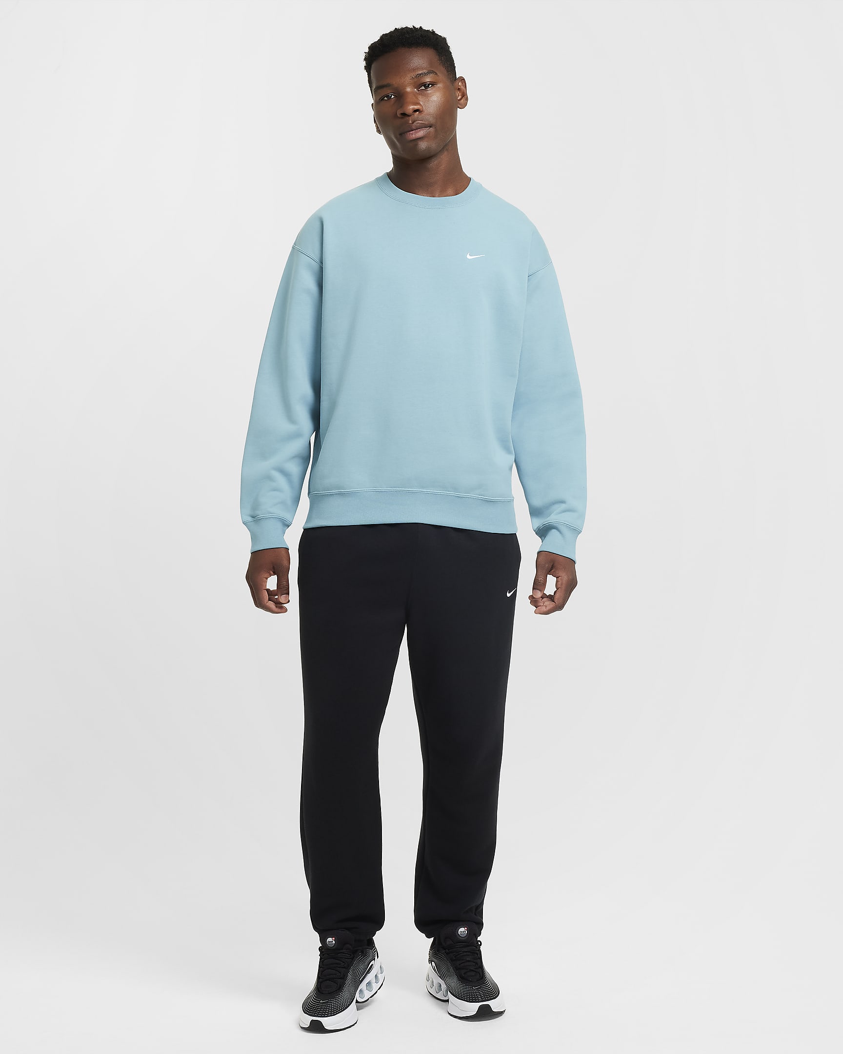 Nike Solo Swoosh Men's Fleece Crew - Denim Turquoise/White