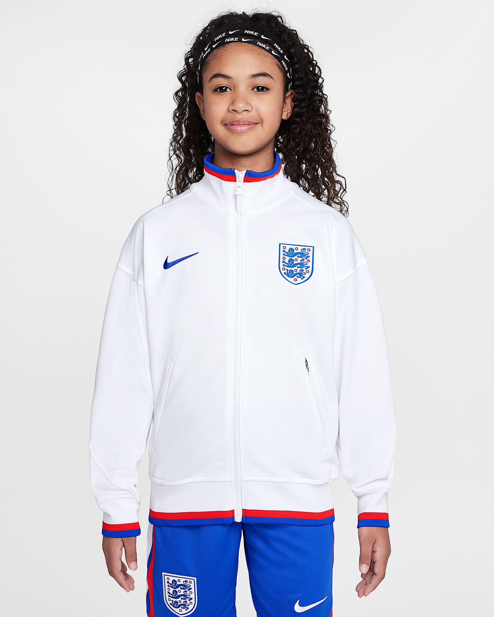England Academy Pro Home Older Kids' Nike Dri-FIT Football Anthem Jacket - White/Hyper Royal