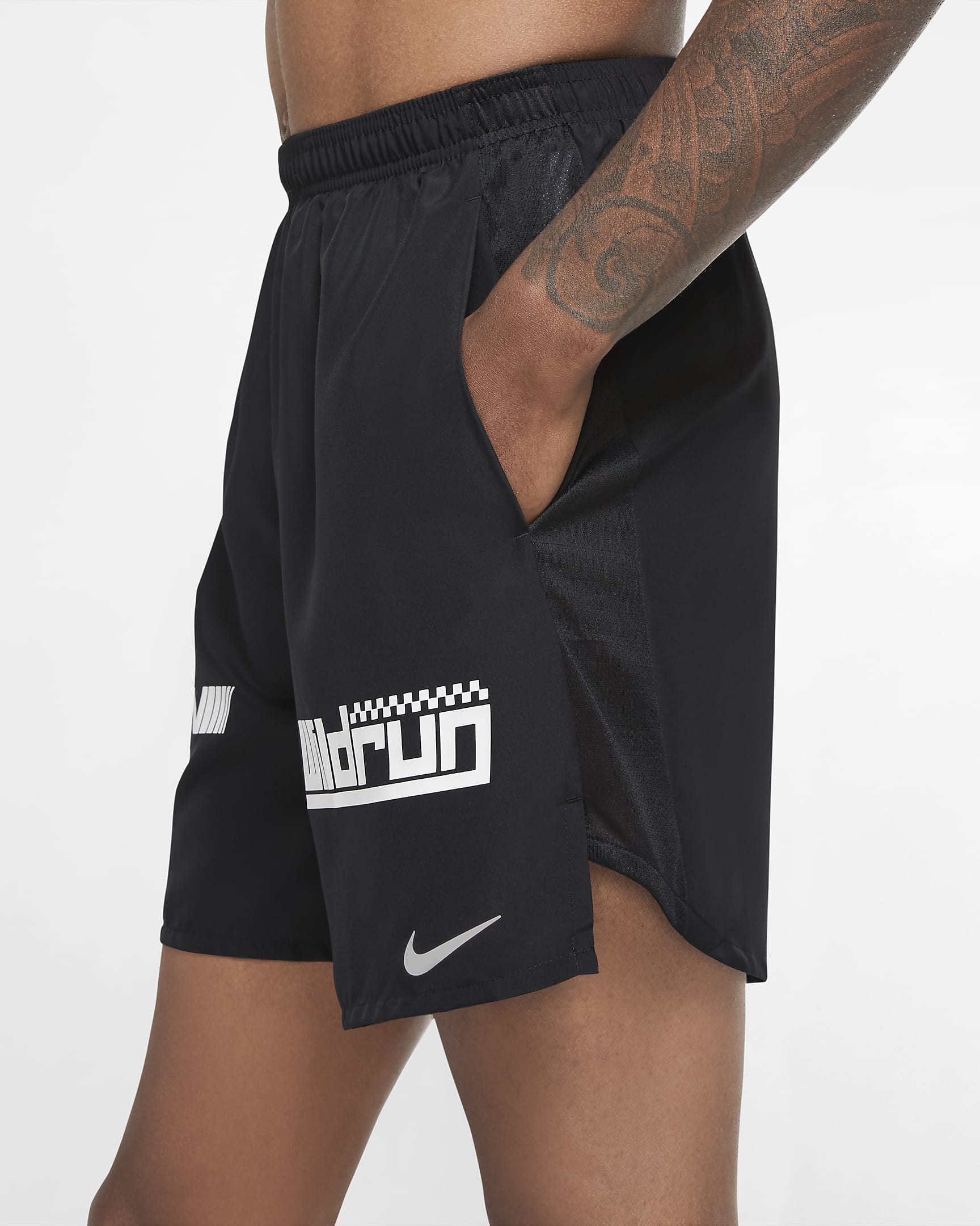 Nike Challenger Wild Run Men's Graphic Running Shorts - Black/Black/White