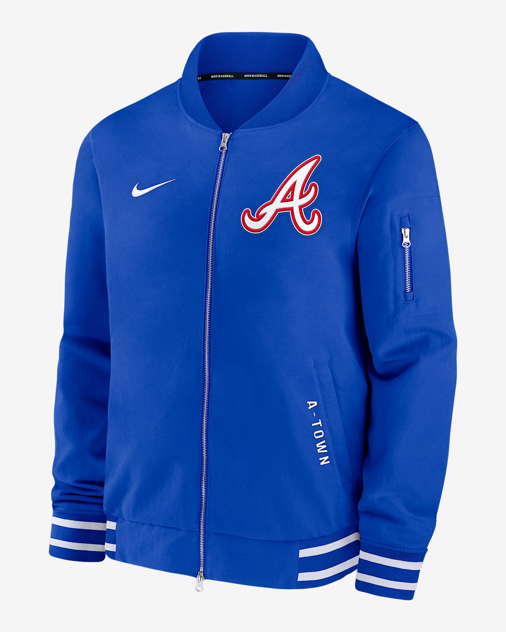 Atlanta Braves Authentic Collection City Connect Men's Nike MLB Full-Zip Bomber Jacket - Royal