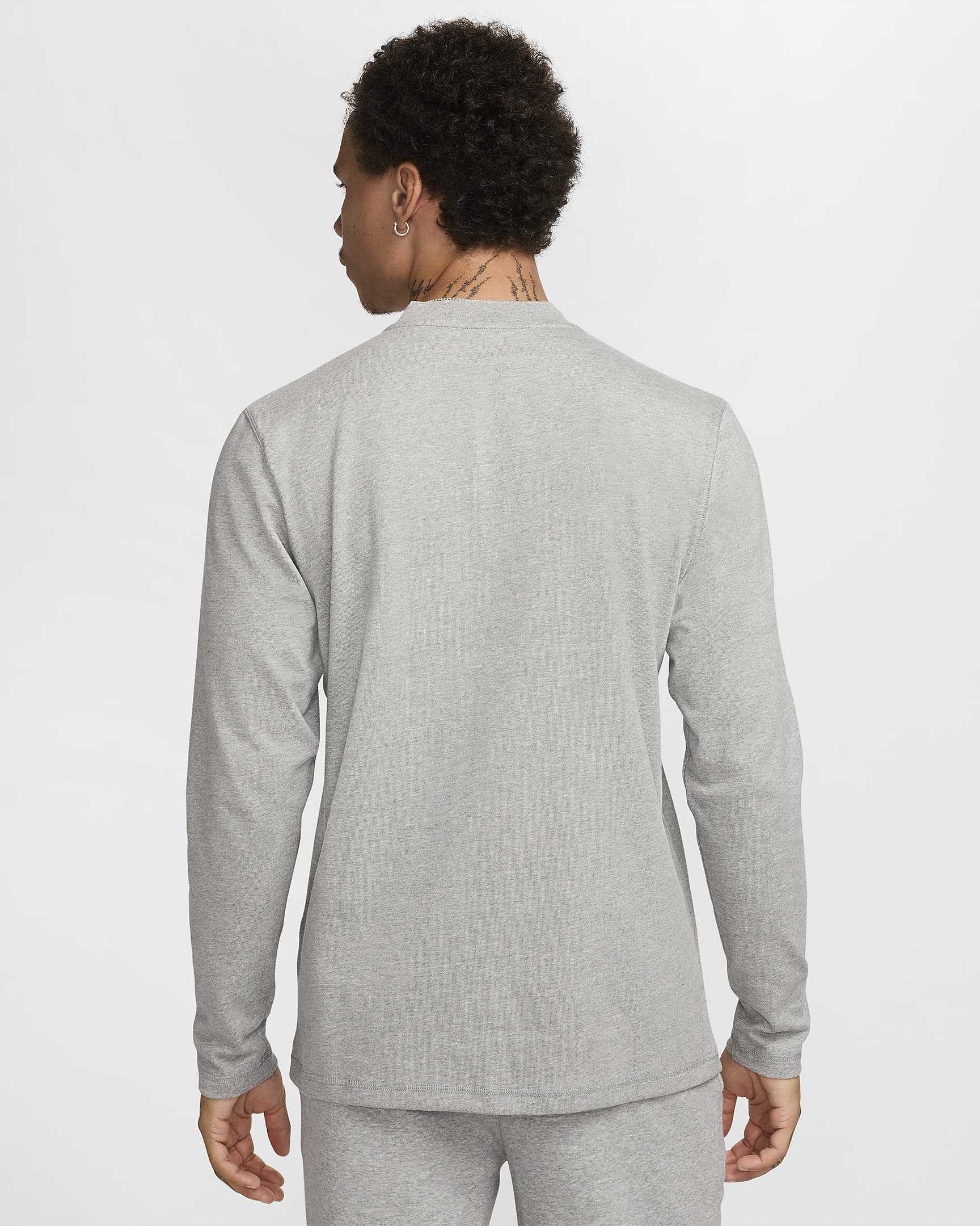 Henley de manga larga para hombre Nike Club - Gris oscuro jaspeado/Gris humo claro/Blanco