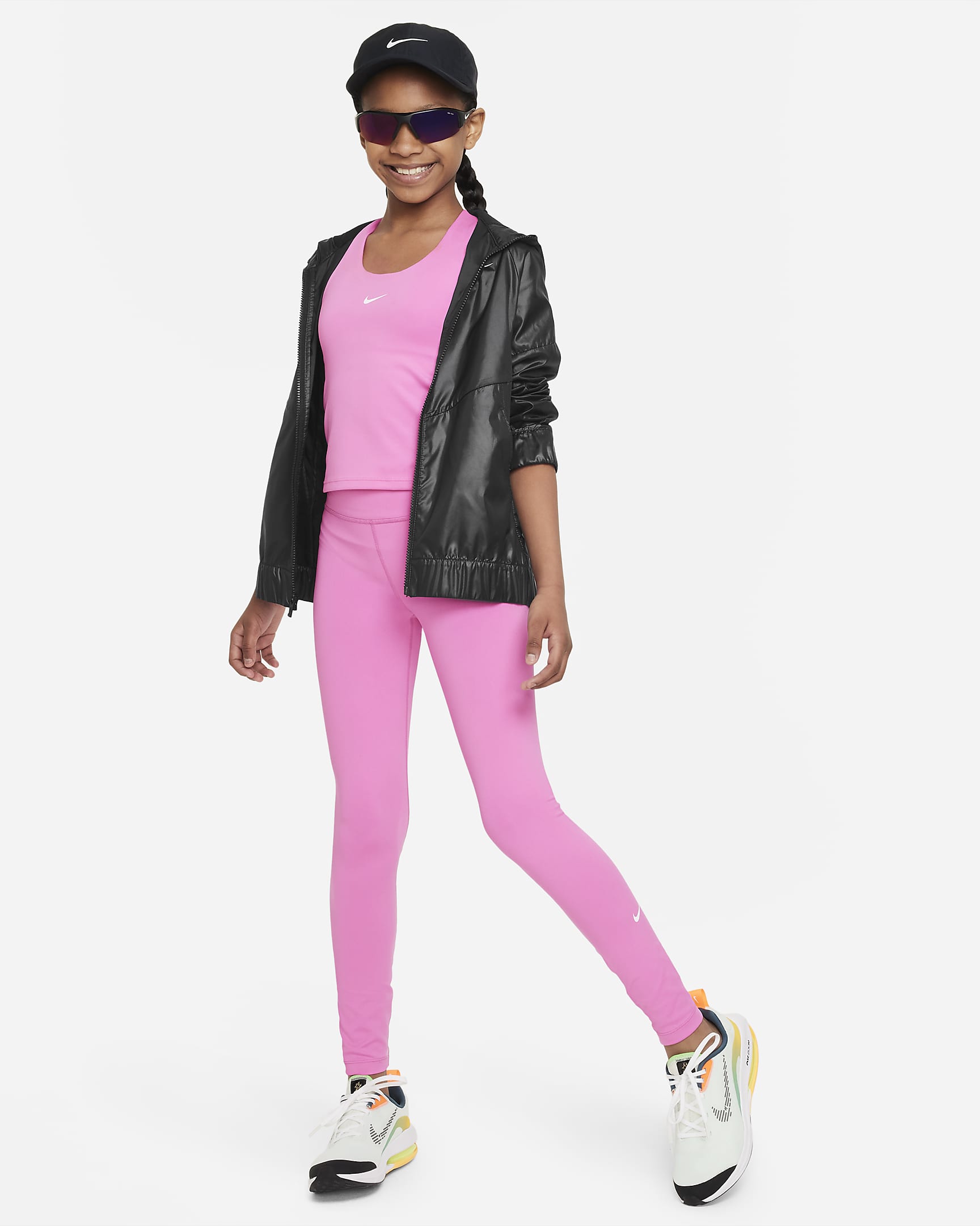 Nike Dri-FIT One Big Kids' (Girls') Leggings - Playful Pink/White