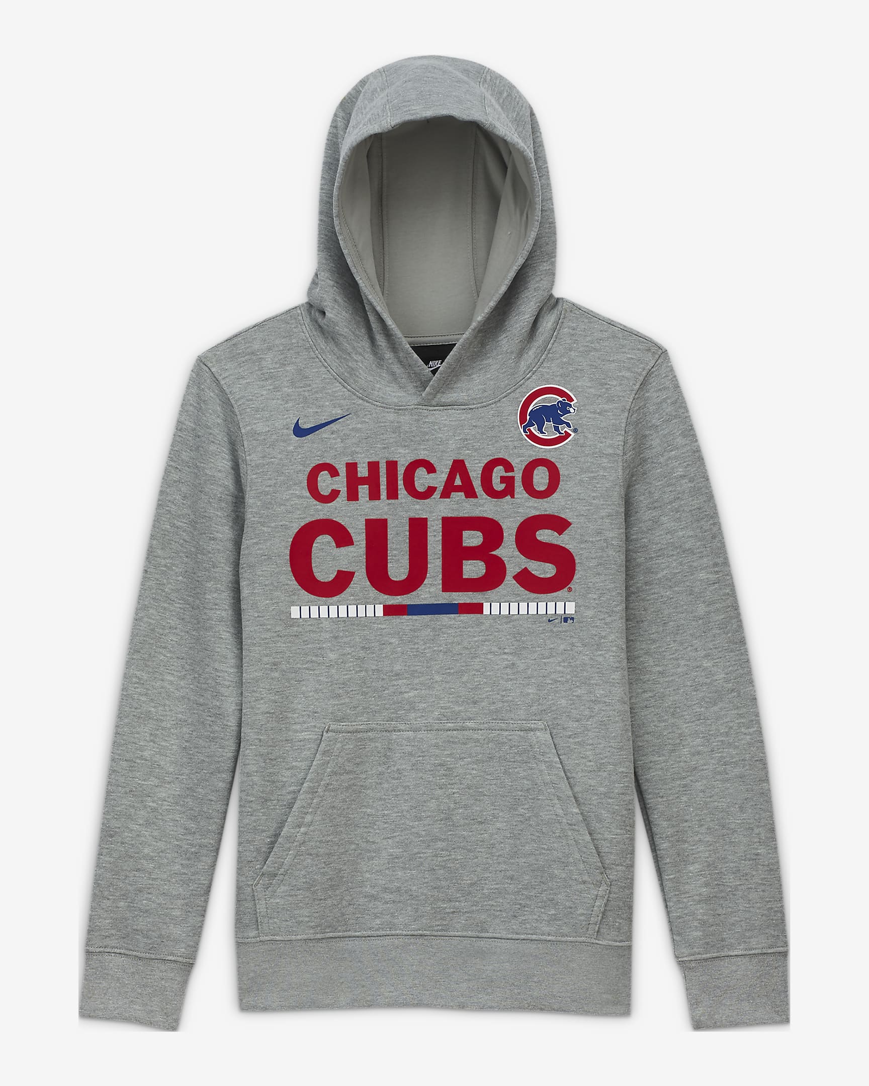 Nike Club Fleece (MLB Chicago Cubs) Big Kids' (Boys') Pullover Hoodie - Grey Heather