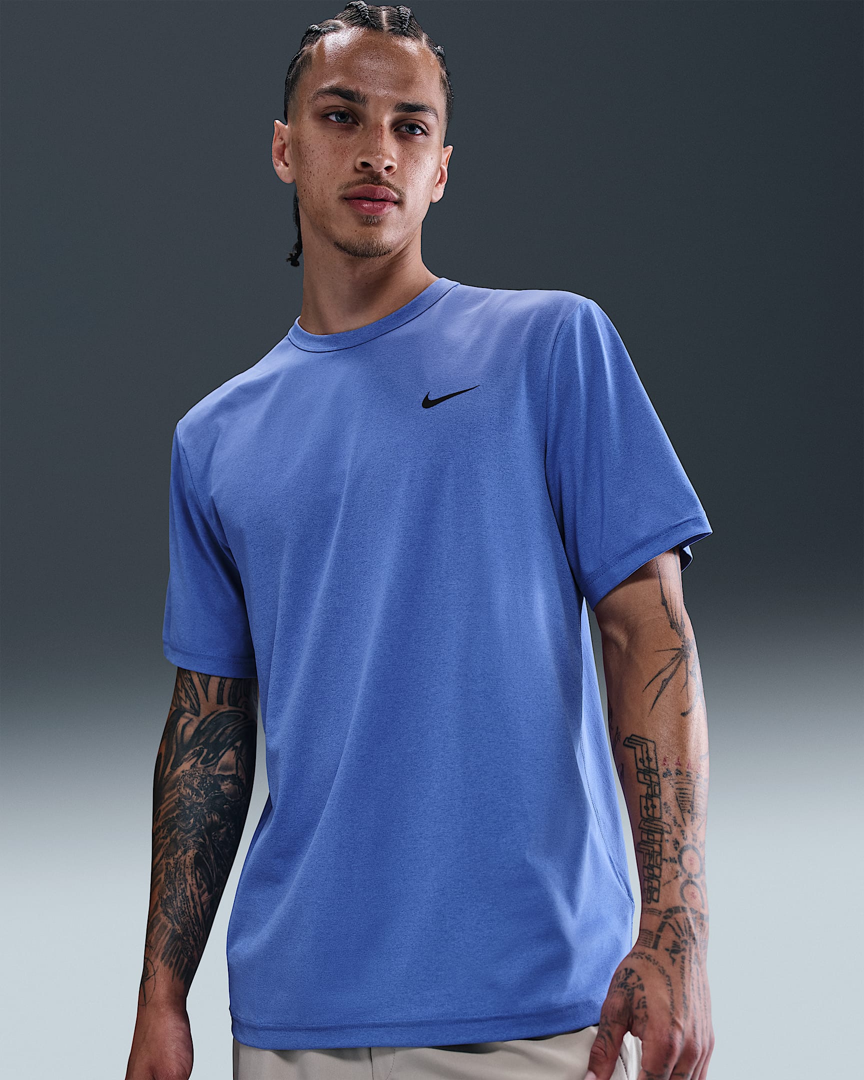 Nike Hyverse Men's Dri-FIT UV Short-sleeve Versatile Top - Comet Blue/Black