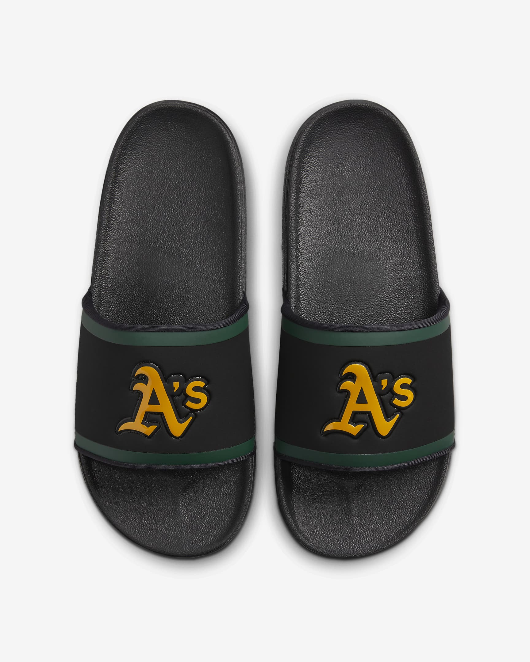 Chancla Nike Offcourt (MLB Oakland Athletics) - Negro/Verde pro/Atardecer