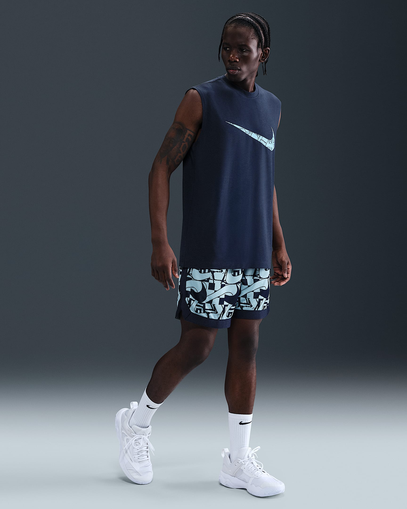 Short de basket Dri-FIT Giannis DNA 15 cm pour homme - College Navy/Aquarius Blue/College Navy