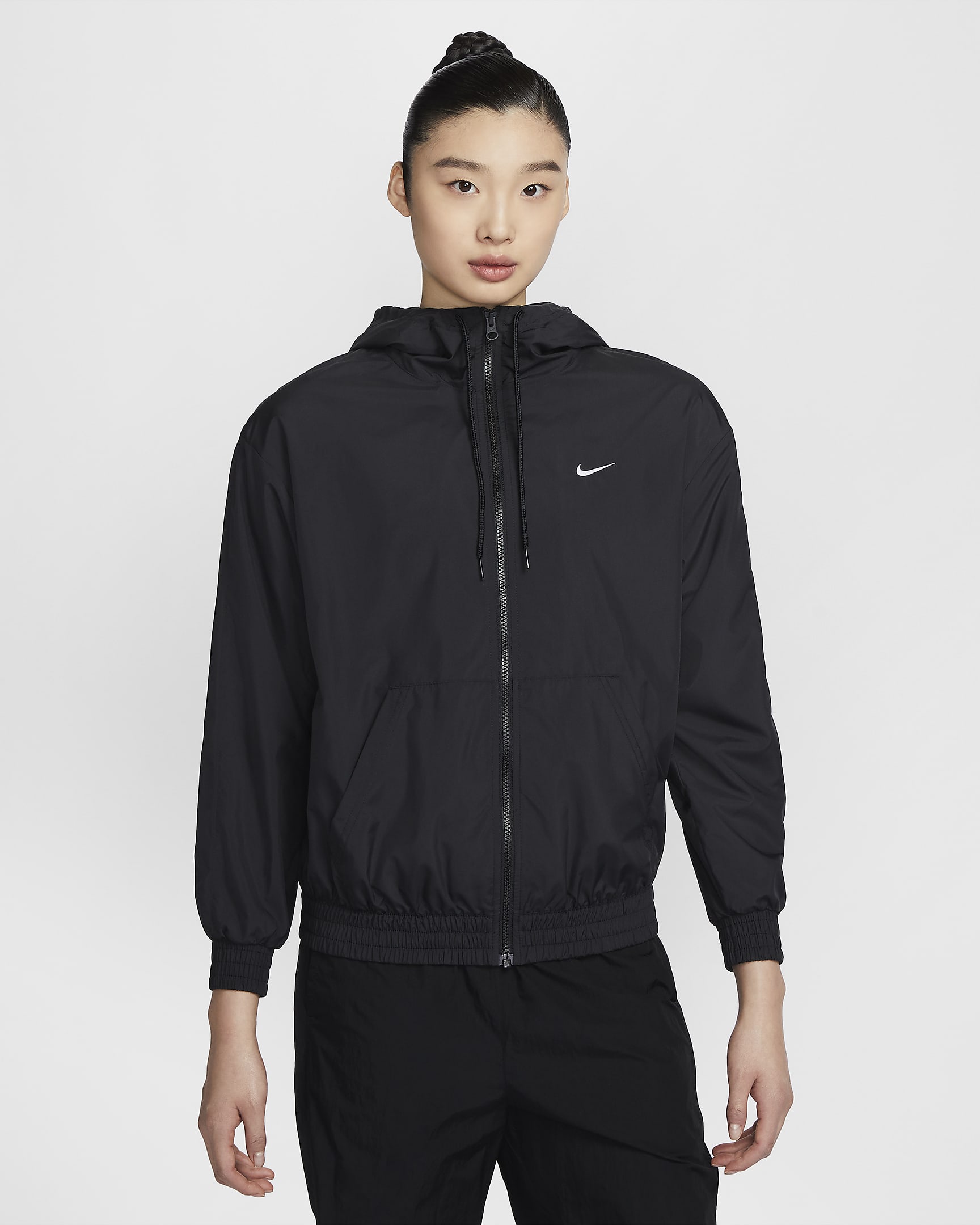 Nike Sportswear Classic Wovens Women's Loose UV Protection Hooded Jacket - Black/White