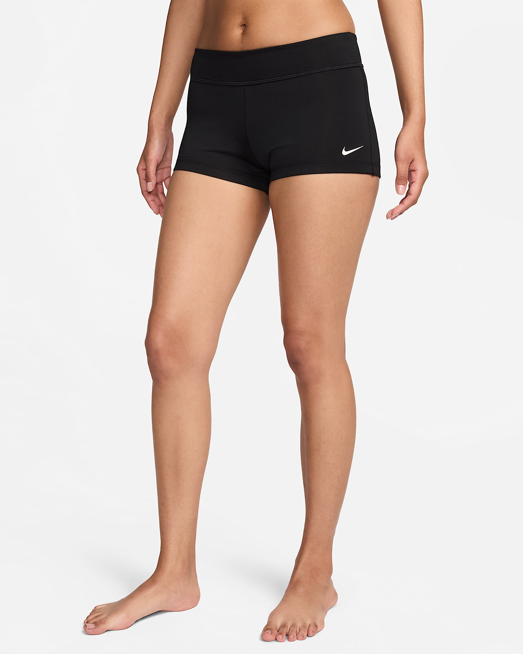 Shorts Kick para mujer Nike Swim Essential - Negro/Negro/Blanco
