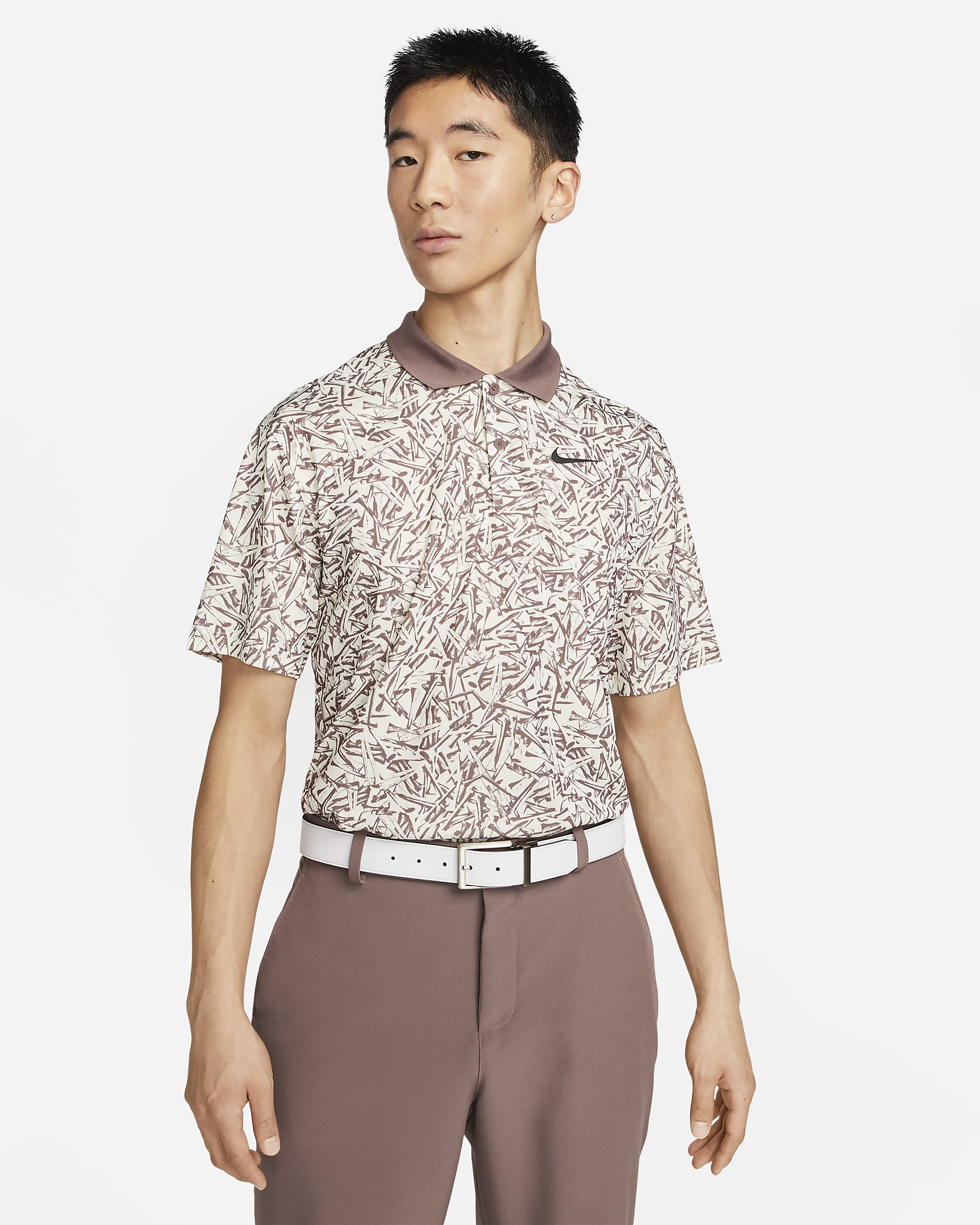 Nike Dri-FIT Victory+ Men's All-over Print Golf Polo - Coconut Milk/Plum Eclipse/Black