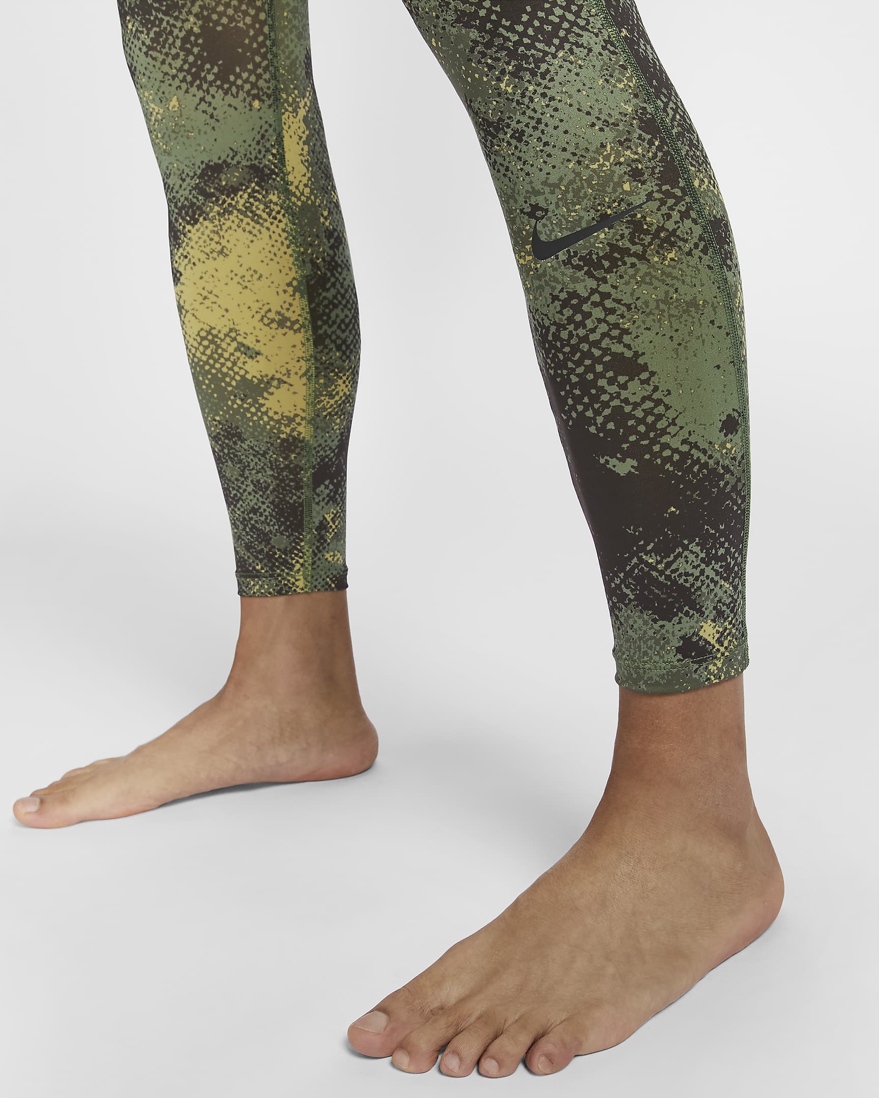 Nike Pro Camo Men's Dri-FIT Tights - Oil Green/Medium Olive/Black