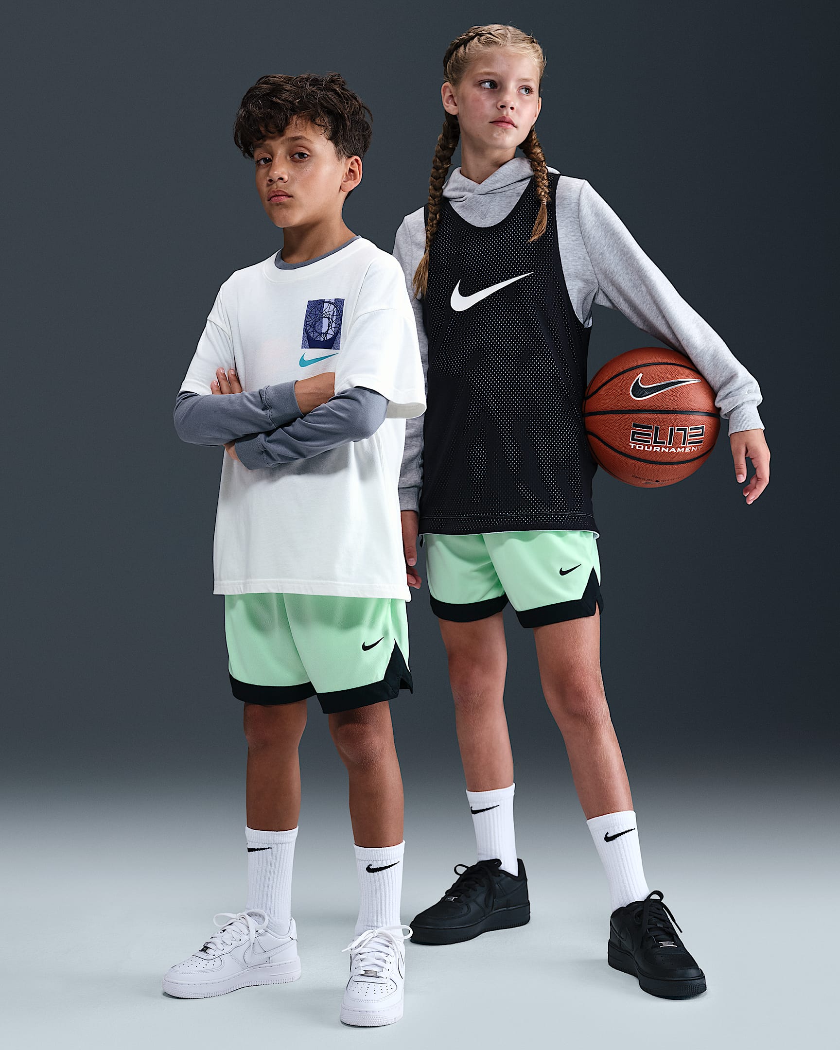 Nike Court Big Kids' Dri-FIT 5" Basketball Shorts - Mint Foam/Black