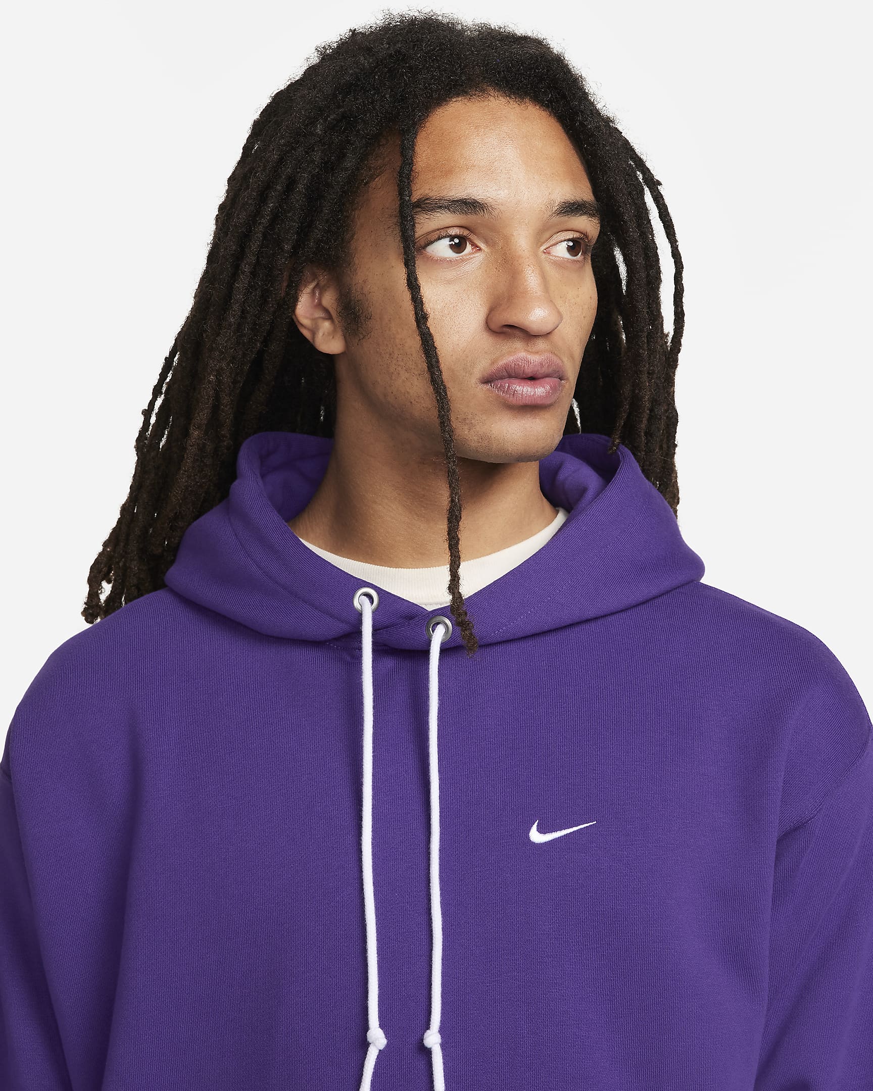 Nike Solo Swoosh Men's Fleece Pullover Hoodie - Field Purple/White