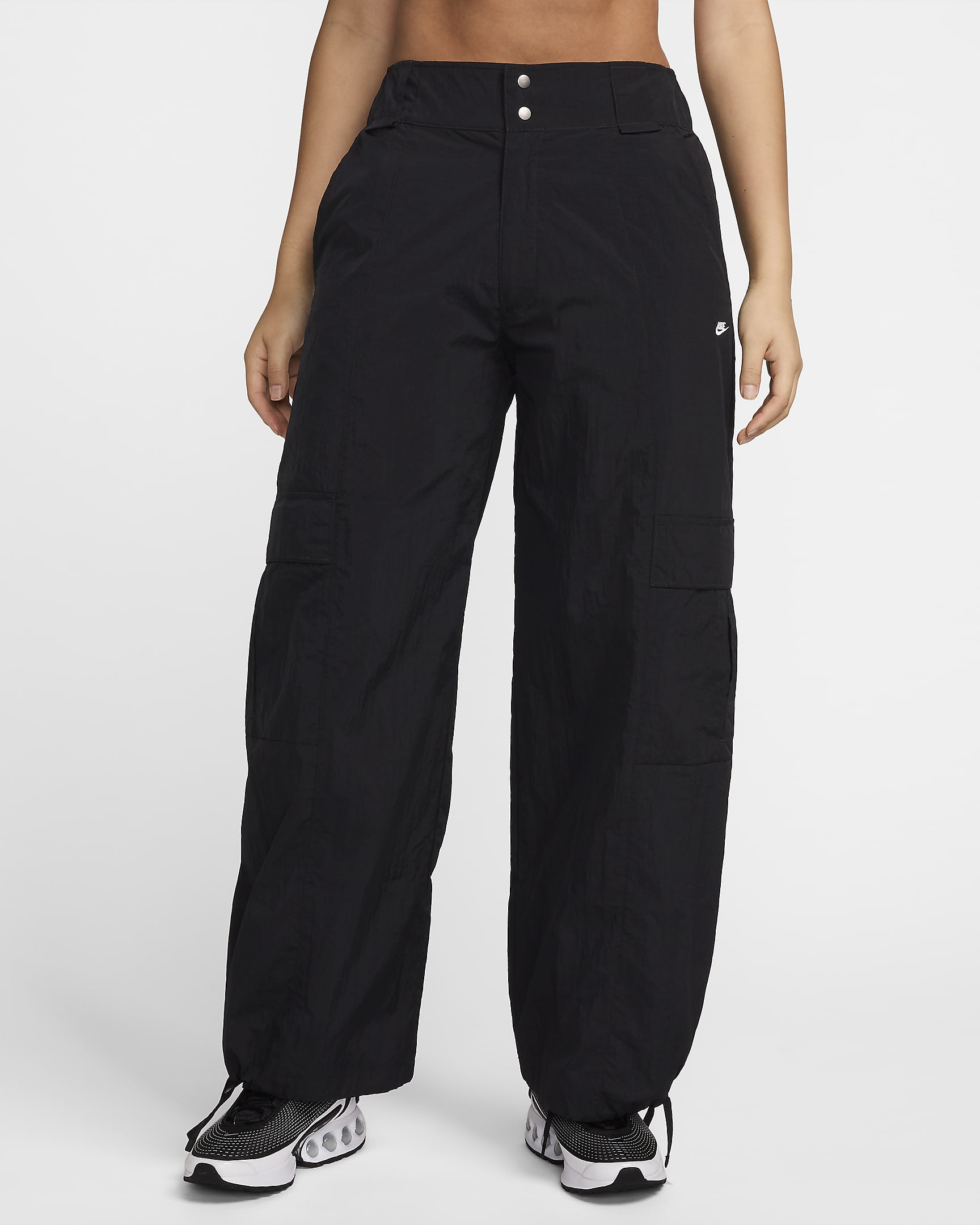 Nike Sportswear Women's High-Waisted Woven Cargo Trousers - Black/White