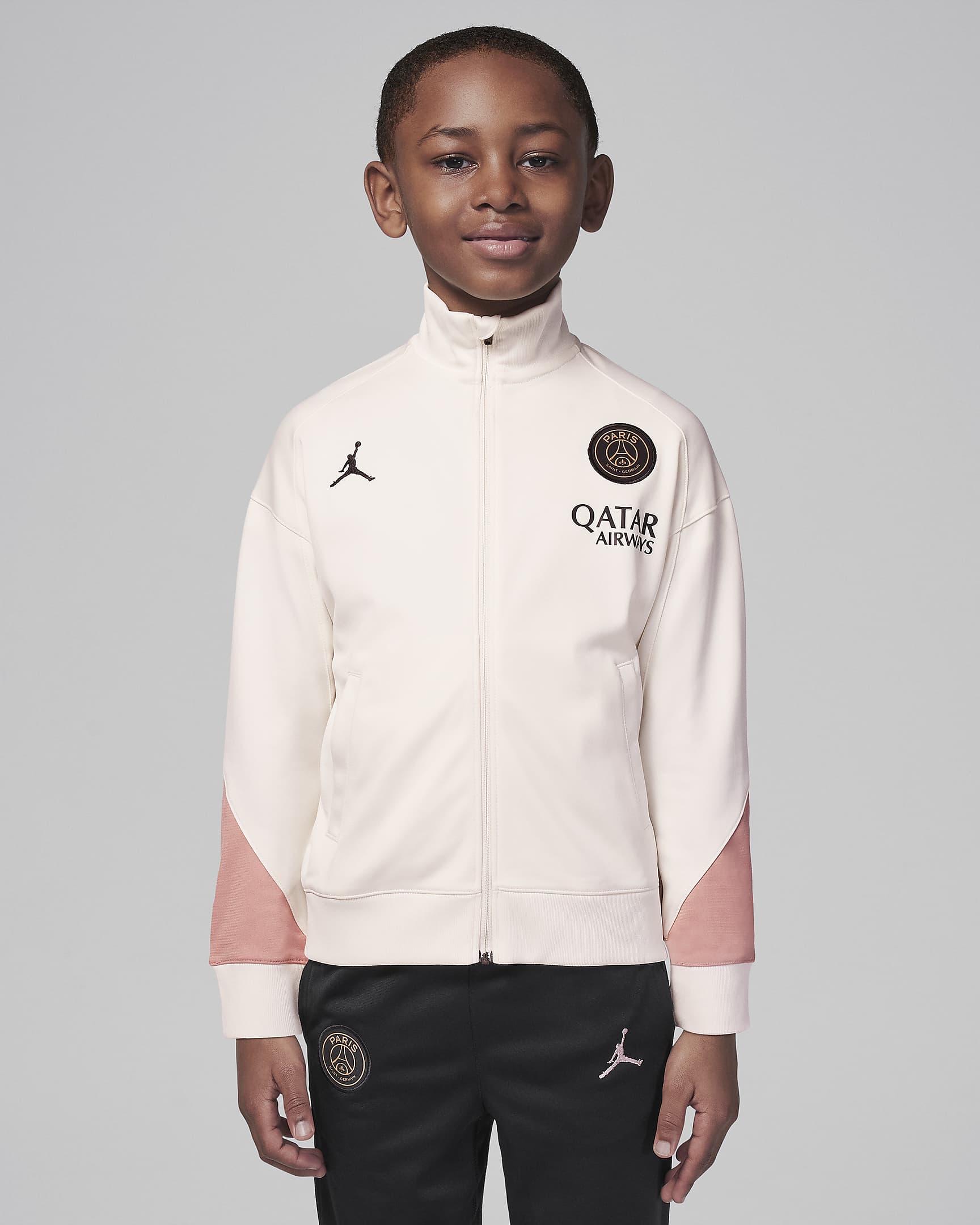 Paris Saint-Germain Strike Third Younger Kids' Jordan Dri-FIT Football Knit Tracksuit - Pale Ivory/Rust Pink/Black/Rust Pink