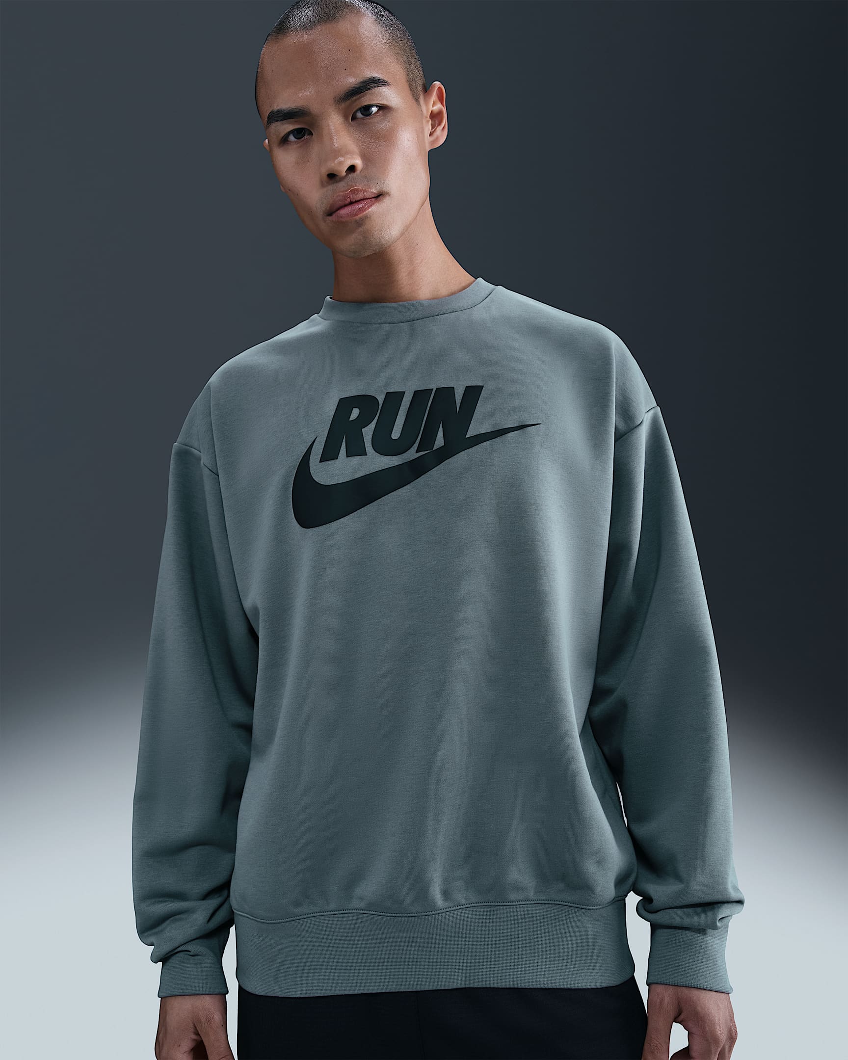 ナイキ メンズ Dri-FIT フリース ランニングクルー - スモークグレー/ブラック