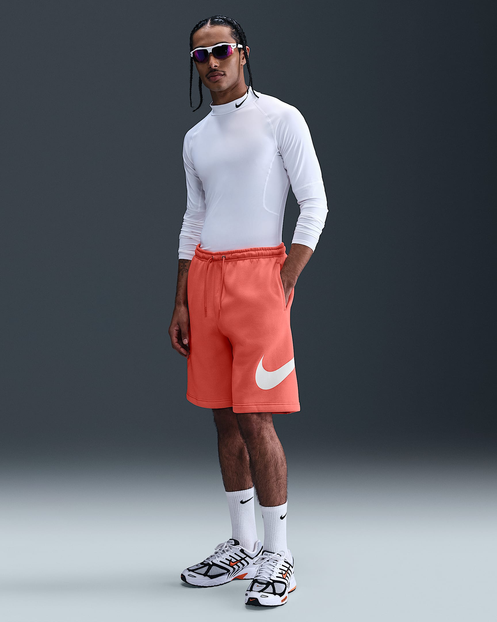Nike Club Men's Fleece Shorts - Magic Ember/Magic Ember/White