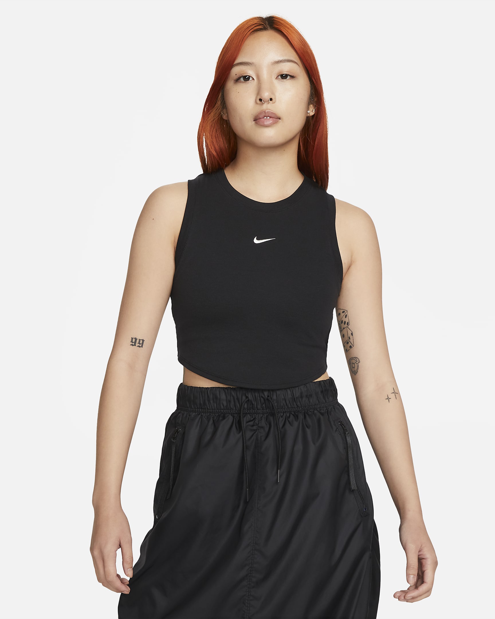 Nike Sportswear Essentials 女款羅紋短版背心 - 黑色/Sail